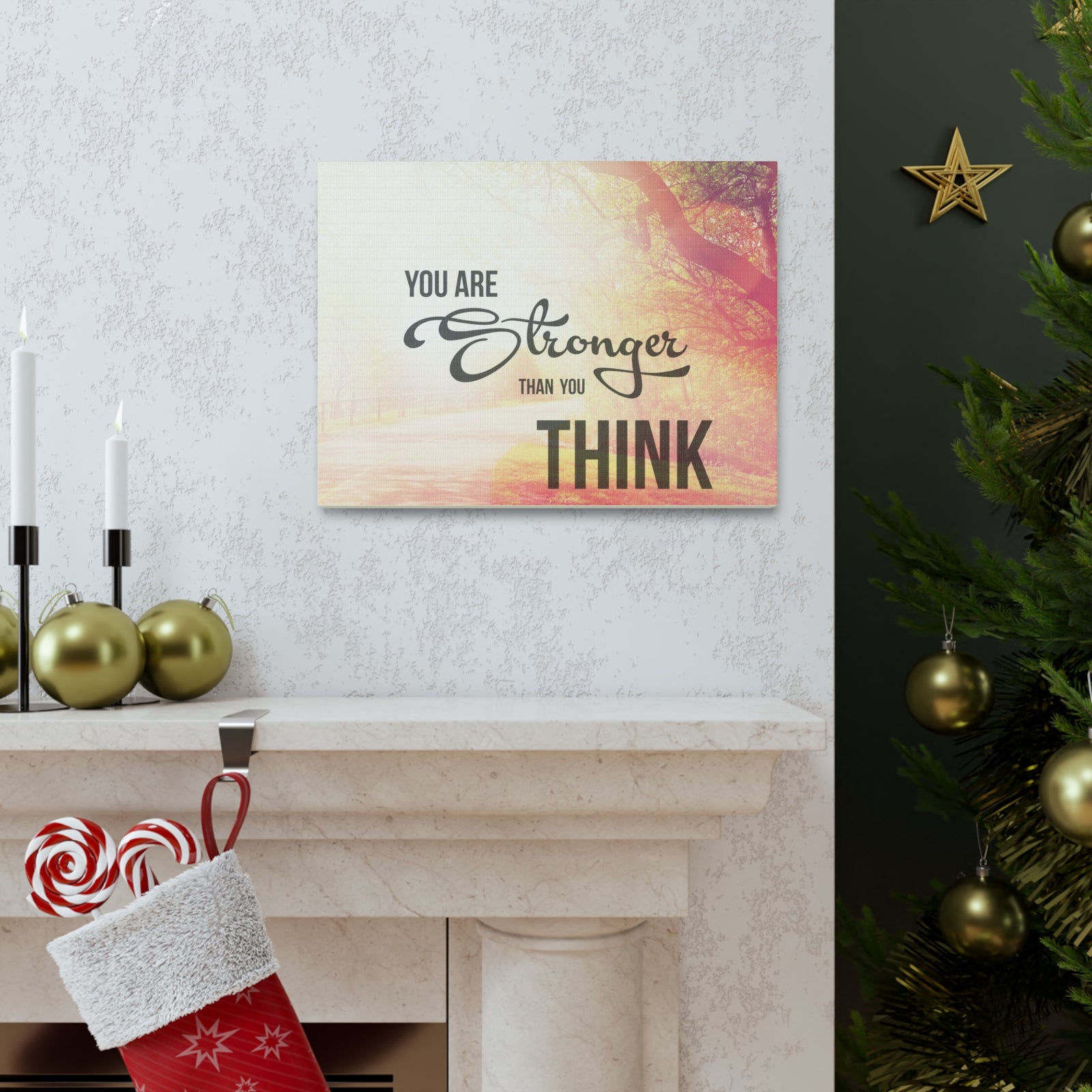 Inspirational Quote Canvas You Are Stronger Than You Think Wall Art Motivational Motto Inspiring Prints Artwork Decor Ready to Hang-Express Your Love Gifts