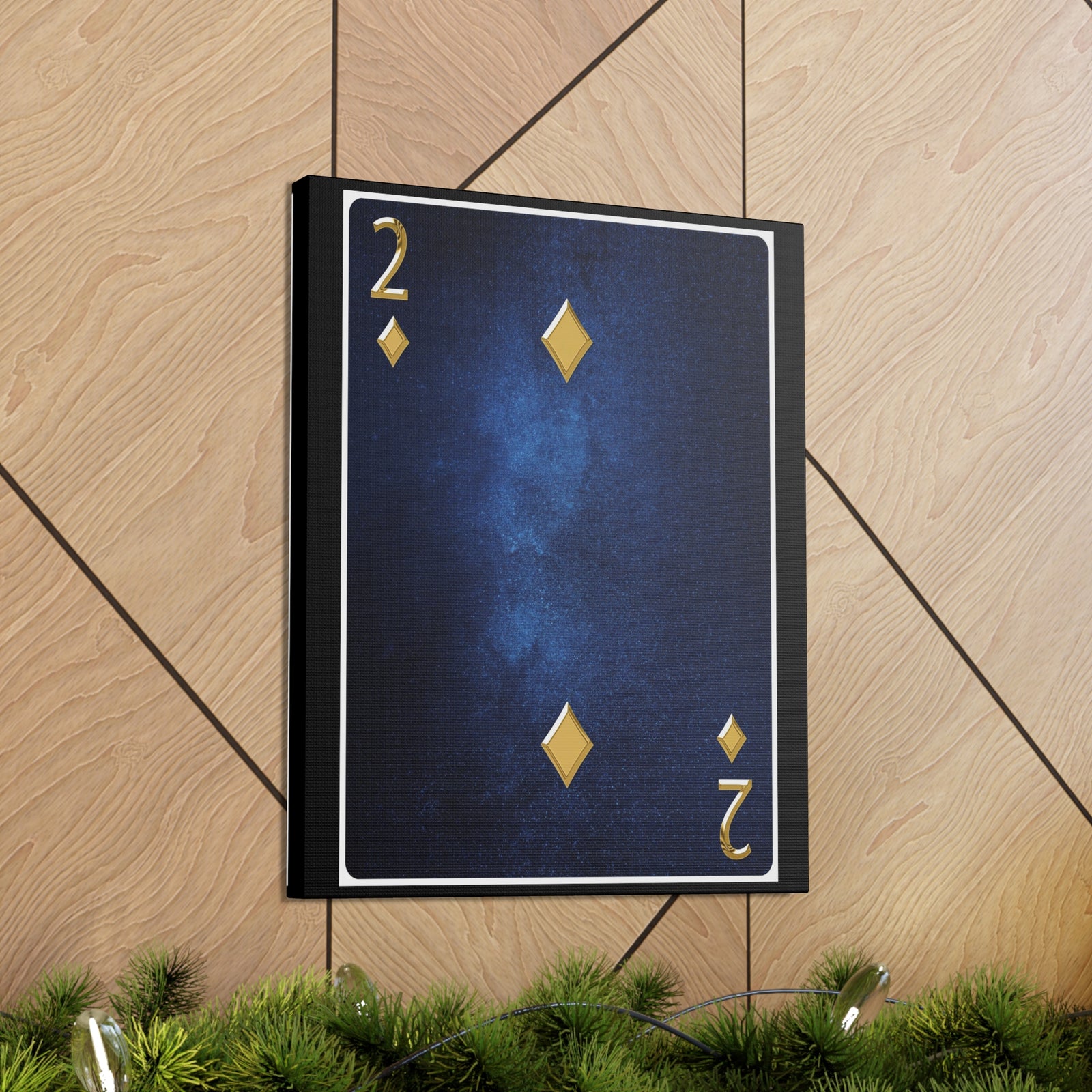 Two Of Diamonds Space Background Playing Card Canvas Wall Art for Home Decor Ready-to-Hang-Express Your Love Gifts