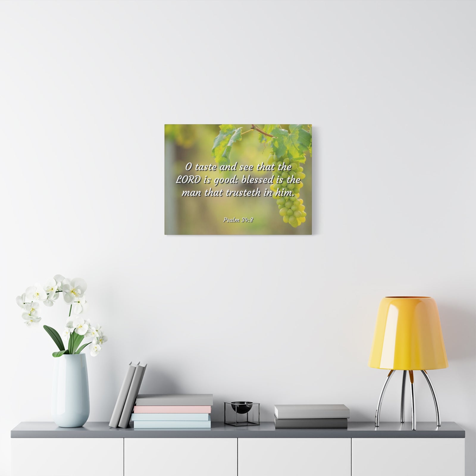 Scripture Canvas Lord Is Good Psalm 34:8 Christian Wall Art Bible Verse Print Ready to Hang-Express Your Love Gifts