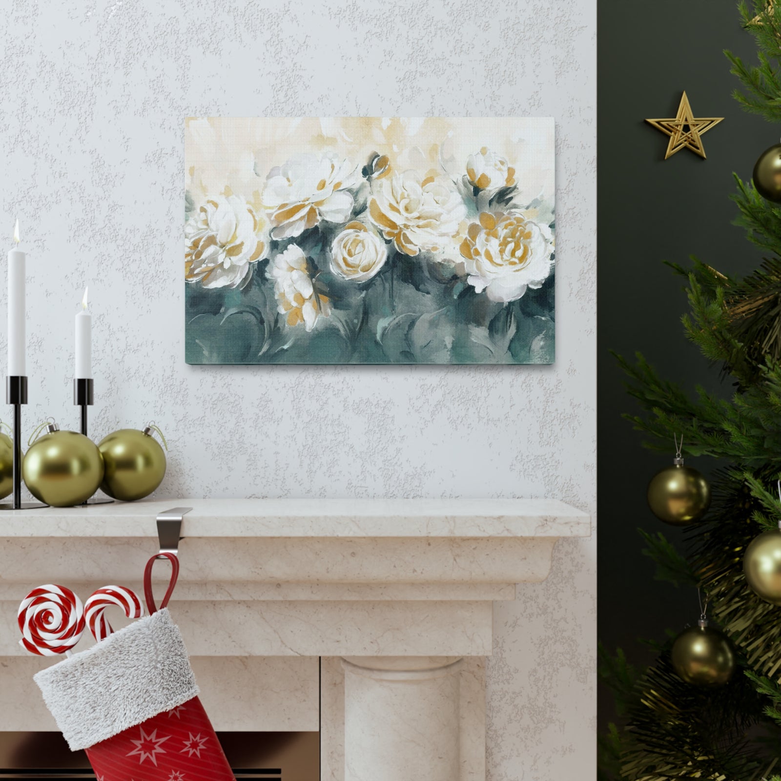 Painting With Flower Rose And Peonies Flower Canvas Wall Art for Home Decor Ready-to-Hang-Express Your Love Gifts