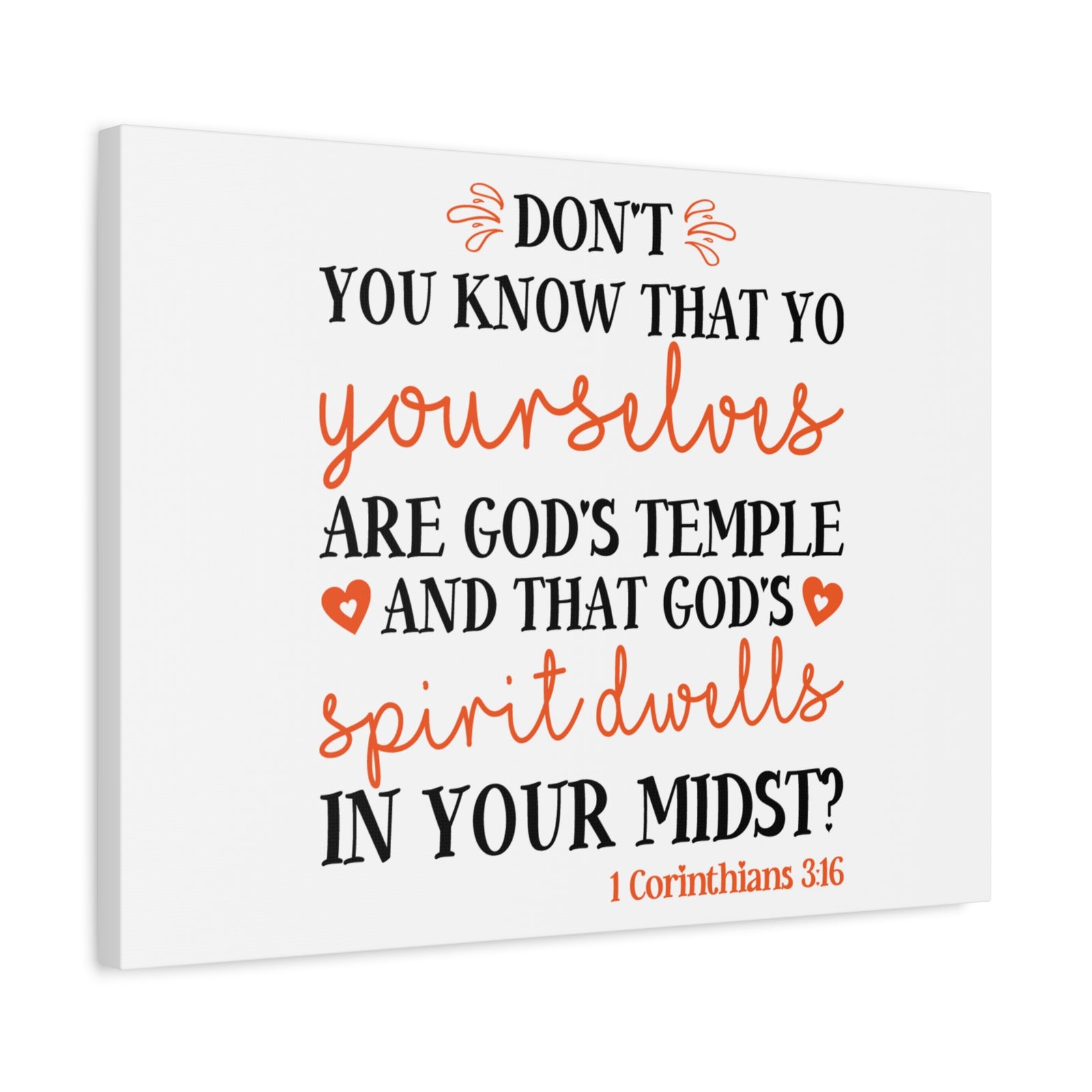 Scripture Canvas God's Temple 1 Corinthians 3:16 Christian Wall Art Bible Verse Print Ready to Hang-Express Your Love Gifts