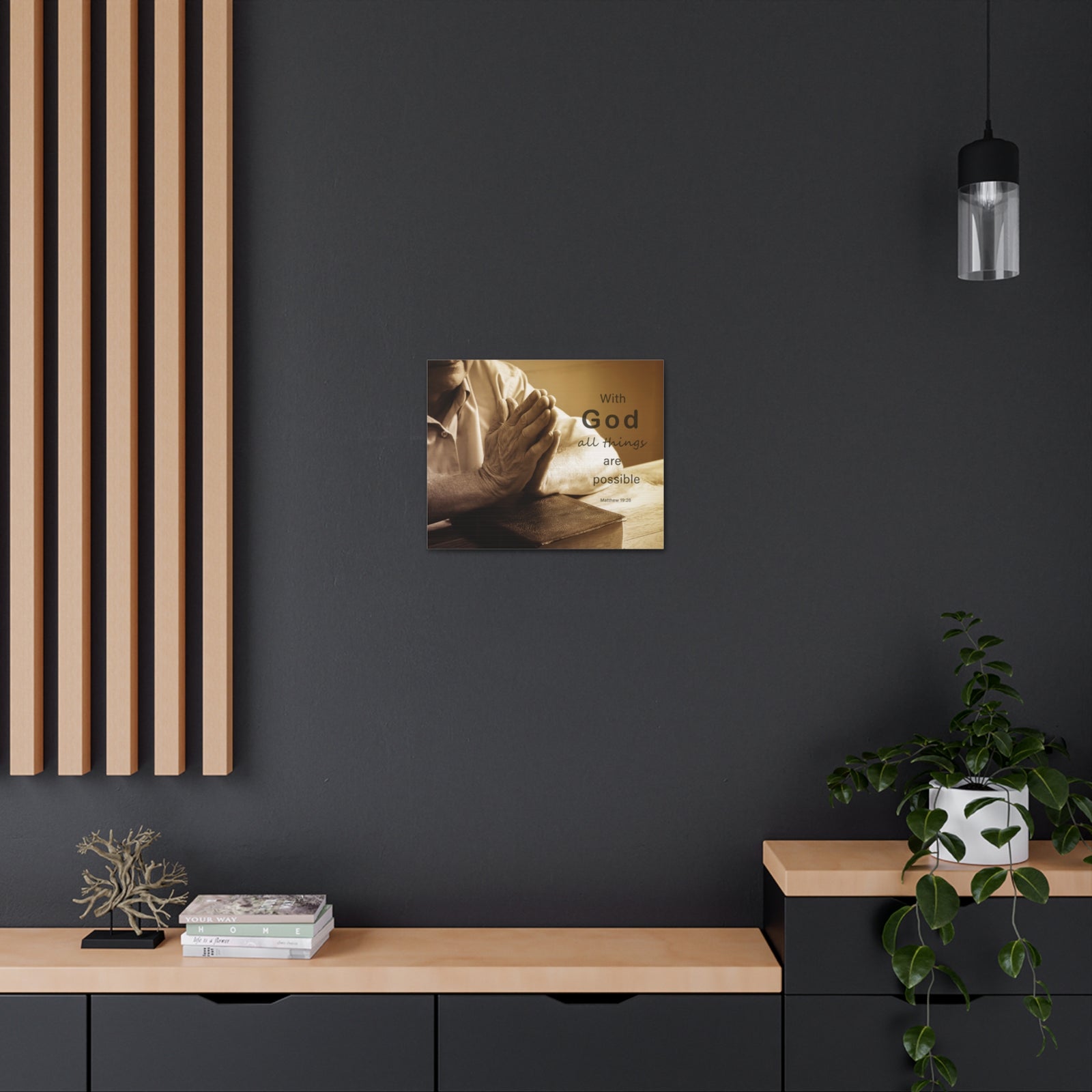 Scripture Walls With God Matthew 19:26 Praying Hands Bible Verse Canvas Christian Wall Art Ready to Hang-Express Your Love Gifts