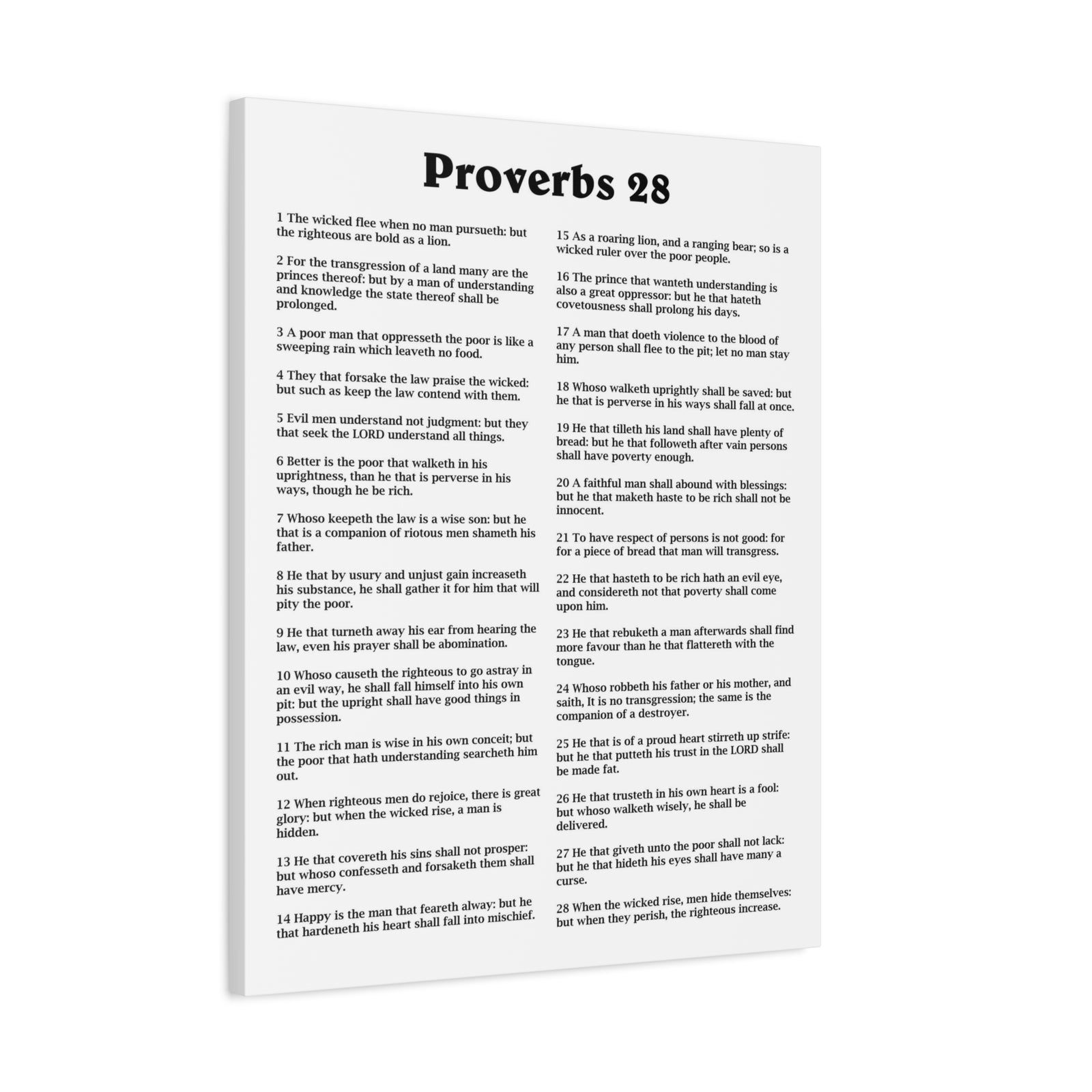 Scripture Walls Proverbs Chapter 28 White Bible Canvas Christian Wall Art Ready to Hang Unframed-Express Your Love Gifts