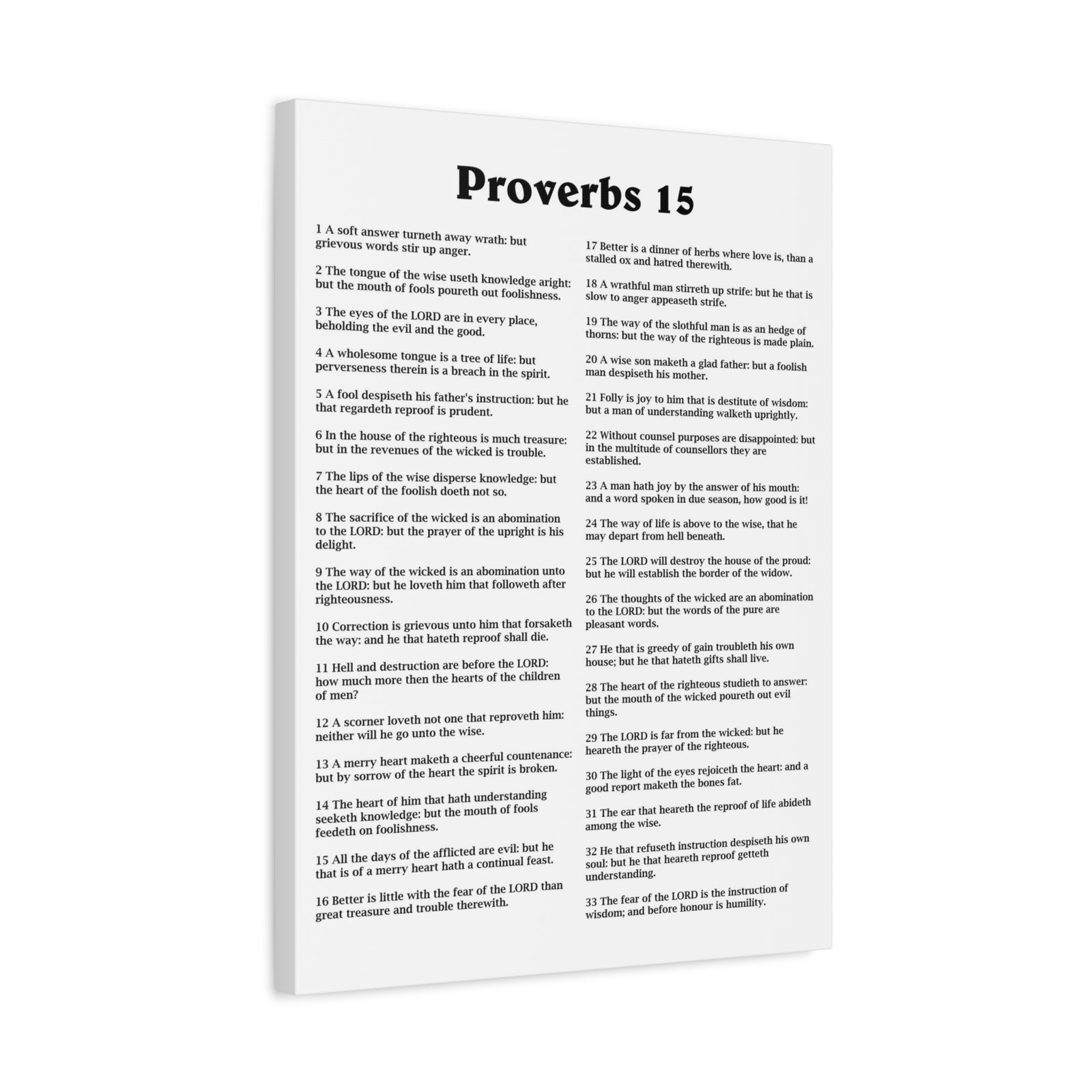 Scripture Walls Proverbs Chapter 15 White Bible Canvas Christian Wall Art Ready to Hang Unframed-Express Your Love Gifts