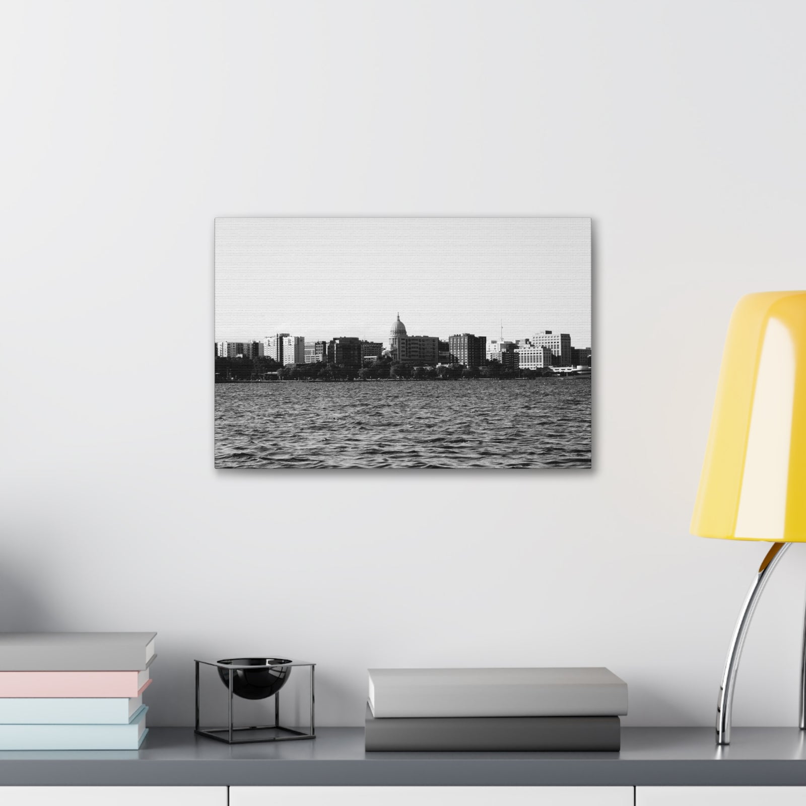 Madison Black White Skyline Canvas Artwork High-Quality Breathtaking Stunning Cityscape for Home Decor Ready to Hang-Express Your Love Gifts