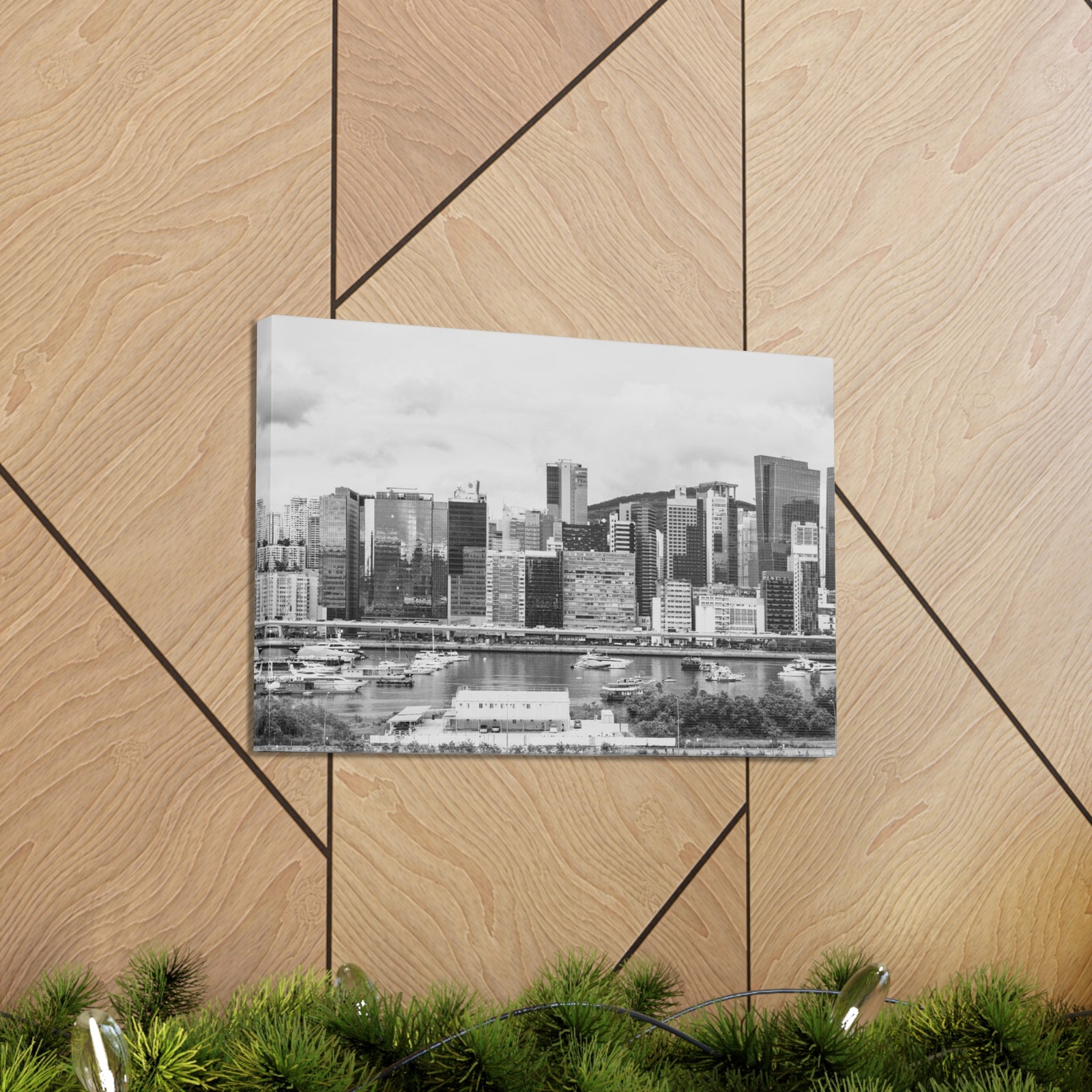 Hong Kong Black And White Skyline Canvas Artwork High-Quality Breathtaking Stunning Cityscape for Home Decor Ready to Hang-Express Your Love Gifts