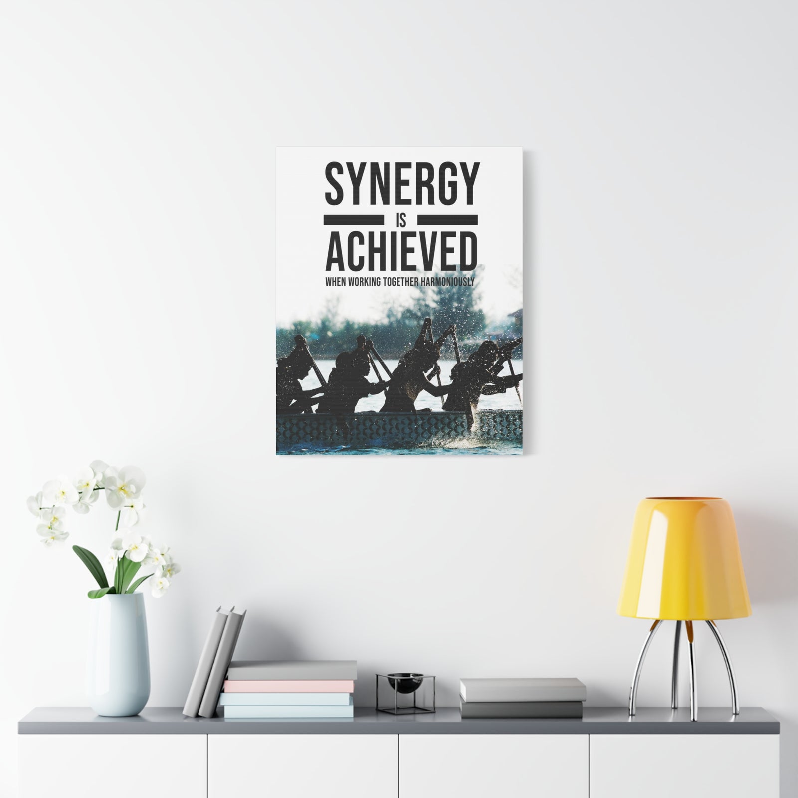 Synergy is Achieved Motivational Printed On Ready To Hang Stretched Canvas Wall Art-Express Your Love Gifts