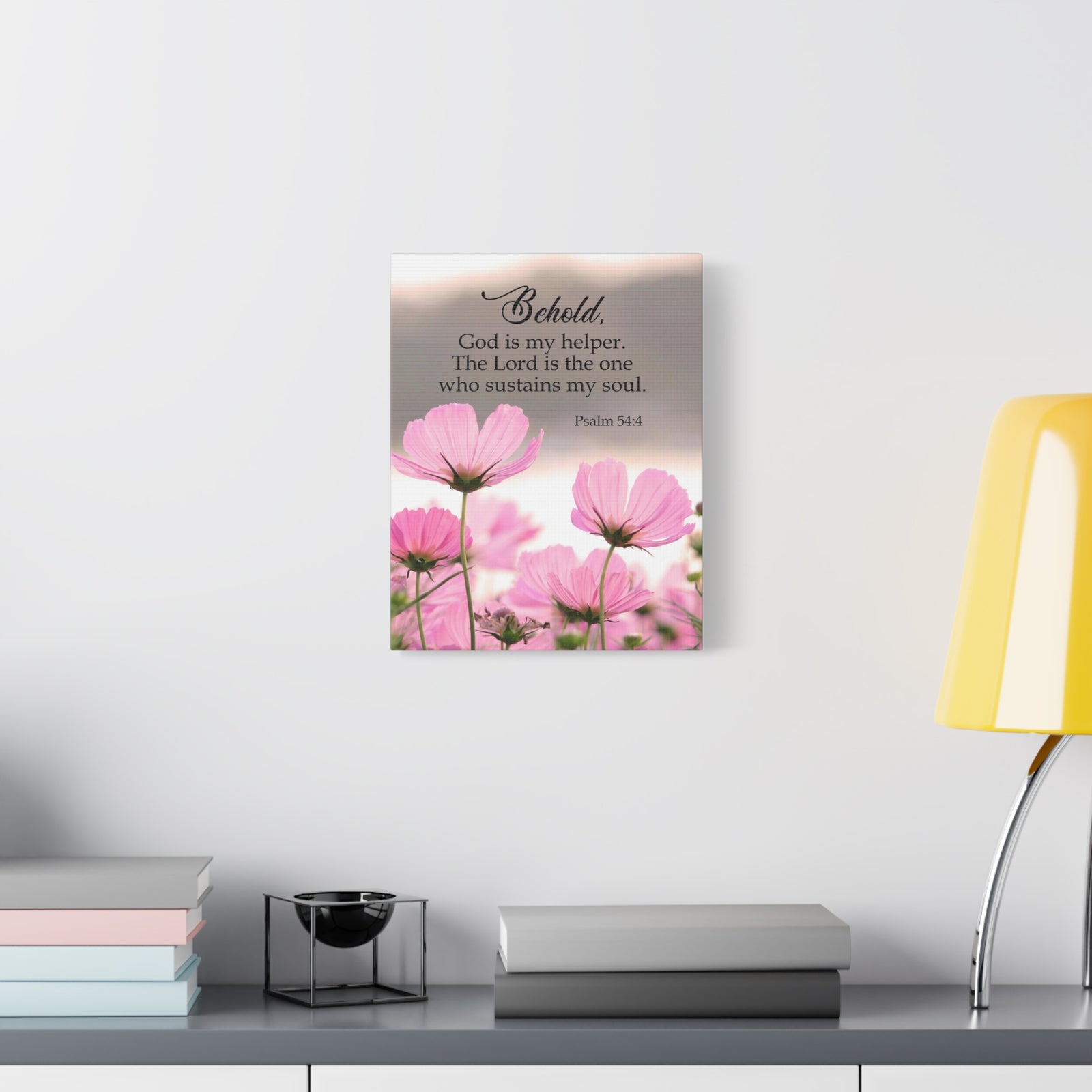 Scripture Canvas Behold, God is My Helper Psalm 54:4 Christian Wall Art Bible Verse Print Ready to Hang-Express Your Love Gifts