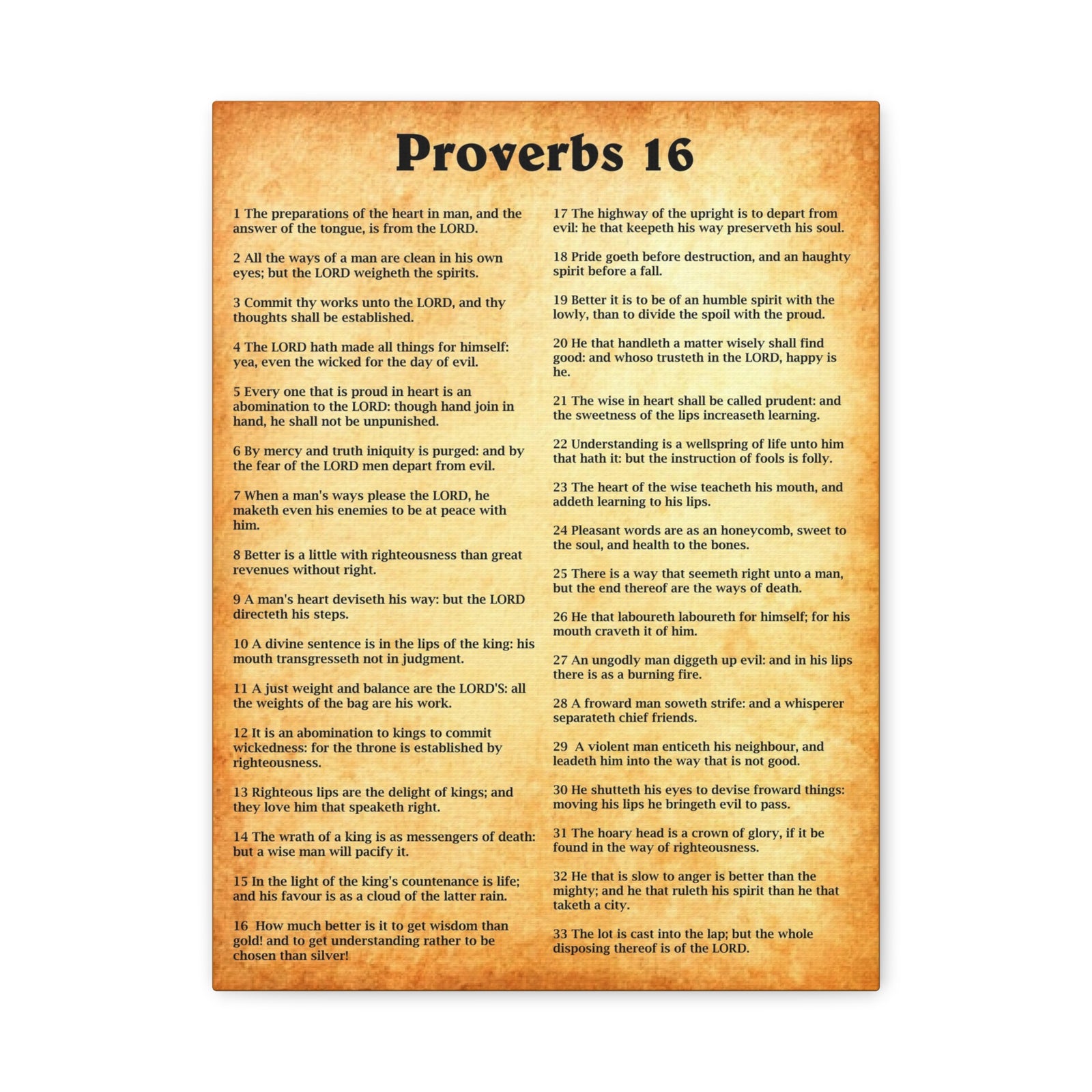 Scripture Walls Proverbs Chapter 16 Gold Bible Canvas Christian Wall Art Ready to Hang Unframed-Express Your Love Gifts