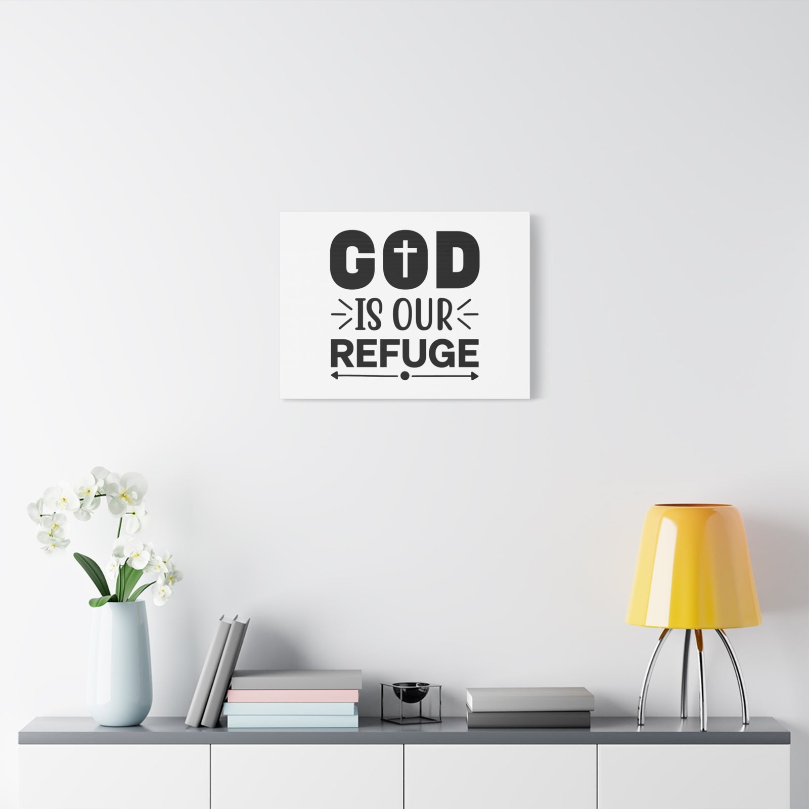 Scripture Canvas God Is Our Refuge Psalm 46:1 Christian Wall Art Bible Verse Print Ready to Hang-Express Your Love Gifts