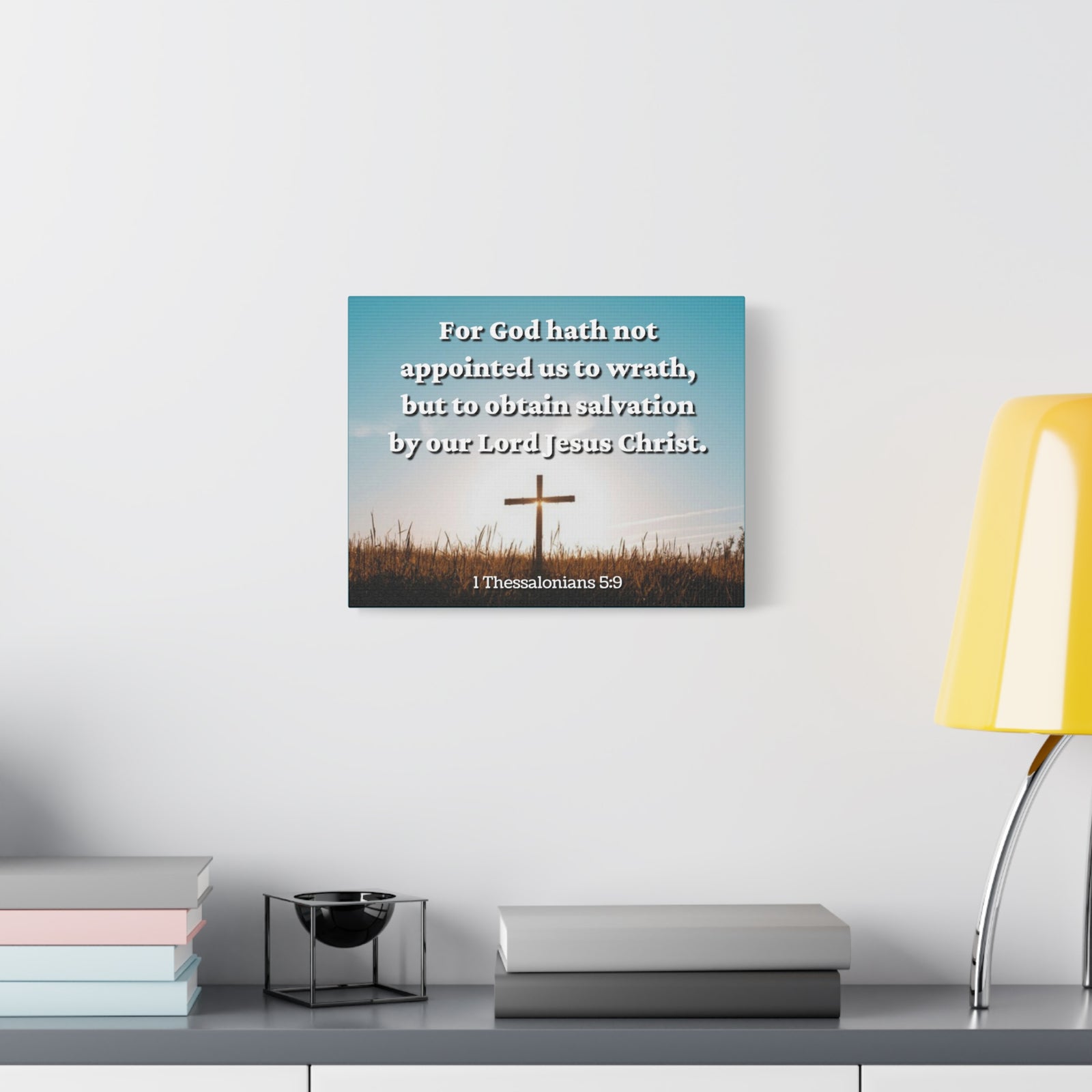 Scripture Canvas To Obtain Salvation 1 Thessalonians 5:9 Christian Wall Art Bible Verse Print Ready to Hang-Express Your Love Gifts