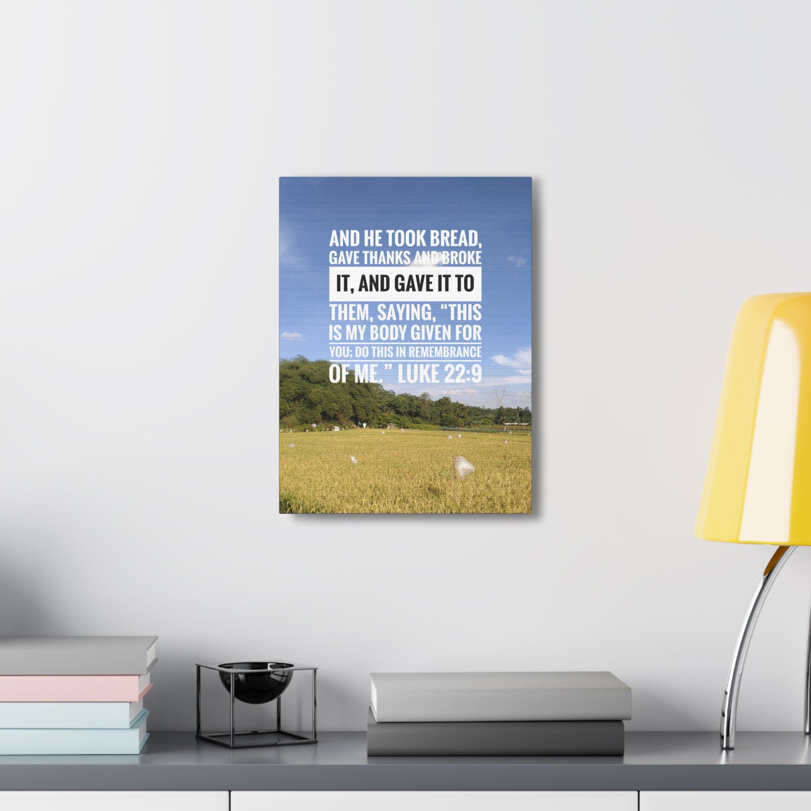 Scripture Canvas Gave Thanks Luke 22:9 Christian Wall Art Bible Verse Print Ready to Hang-Express Your Love Gifts