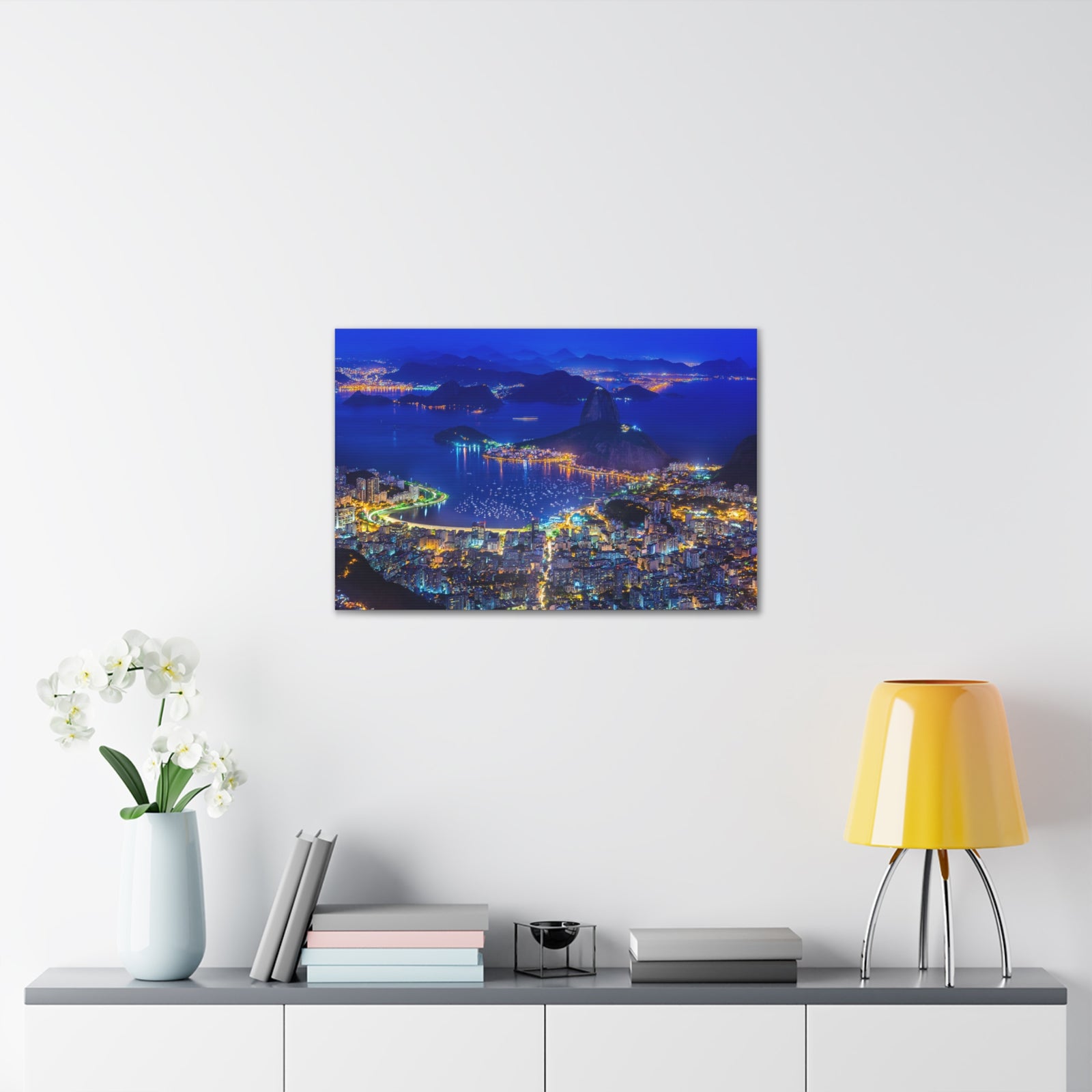 Rio de Janeiro Night Skyline Canvas Artwork High-Quality Breathtaking Stunning Cityscape for Home Decor Ready to Hang-Express Your Love Gifts