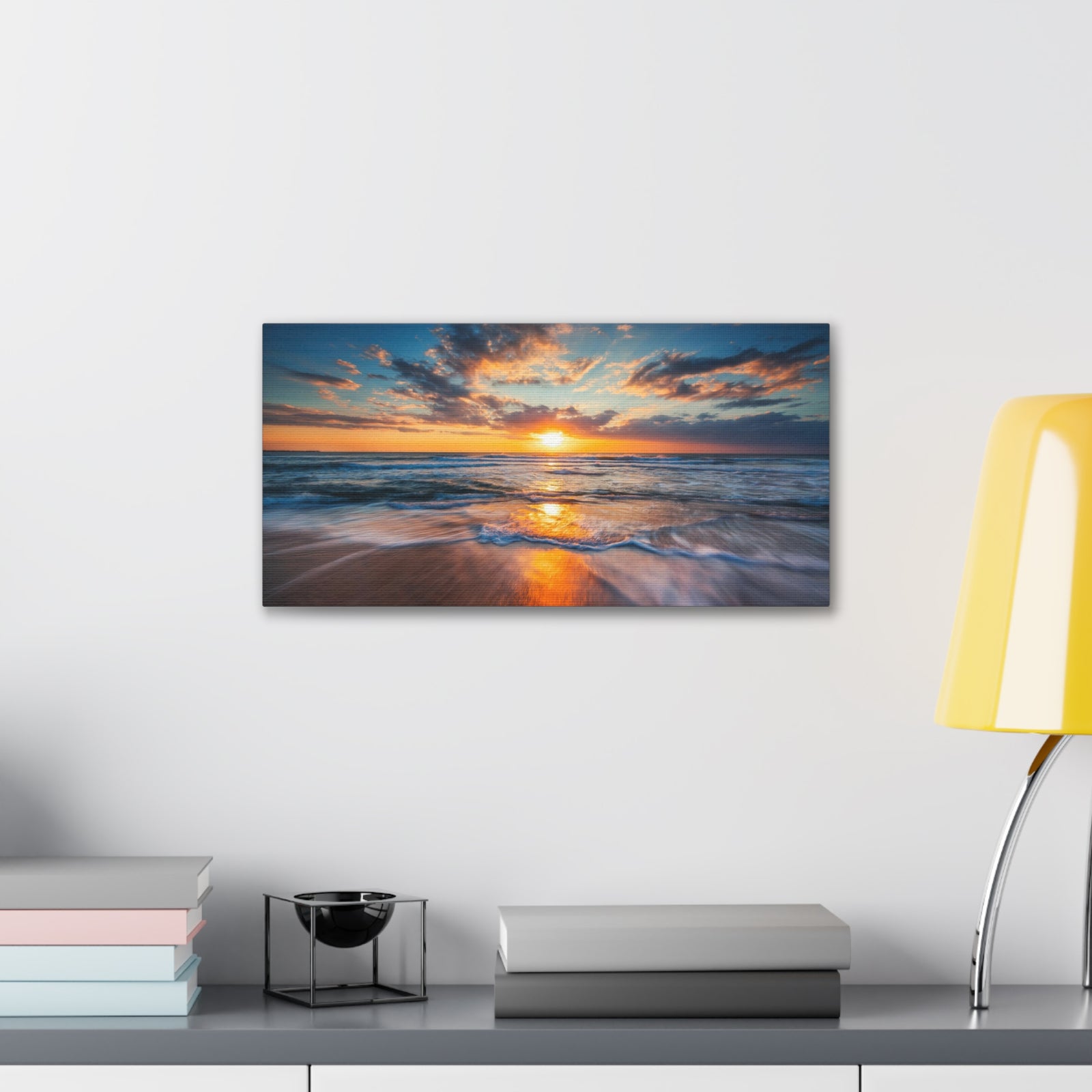 Sunrise Over The Sea Ocean Canvas Wall Art for Home Decor Ready-to-Hang-Express Your Love Gifts