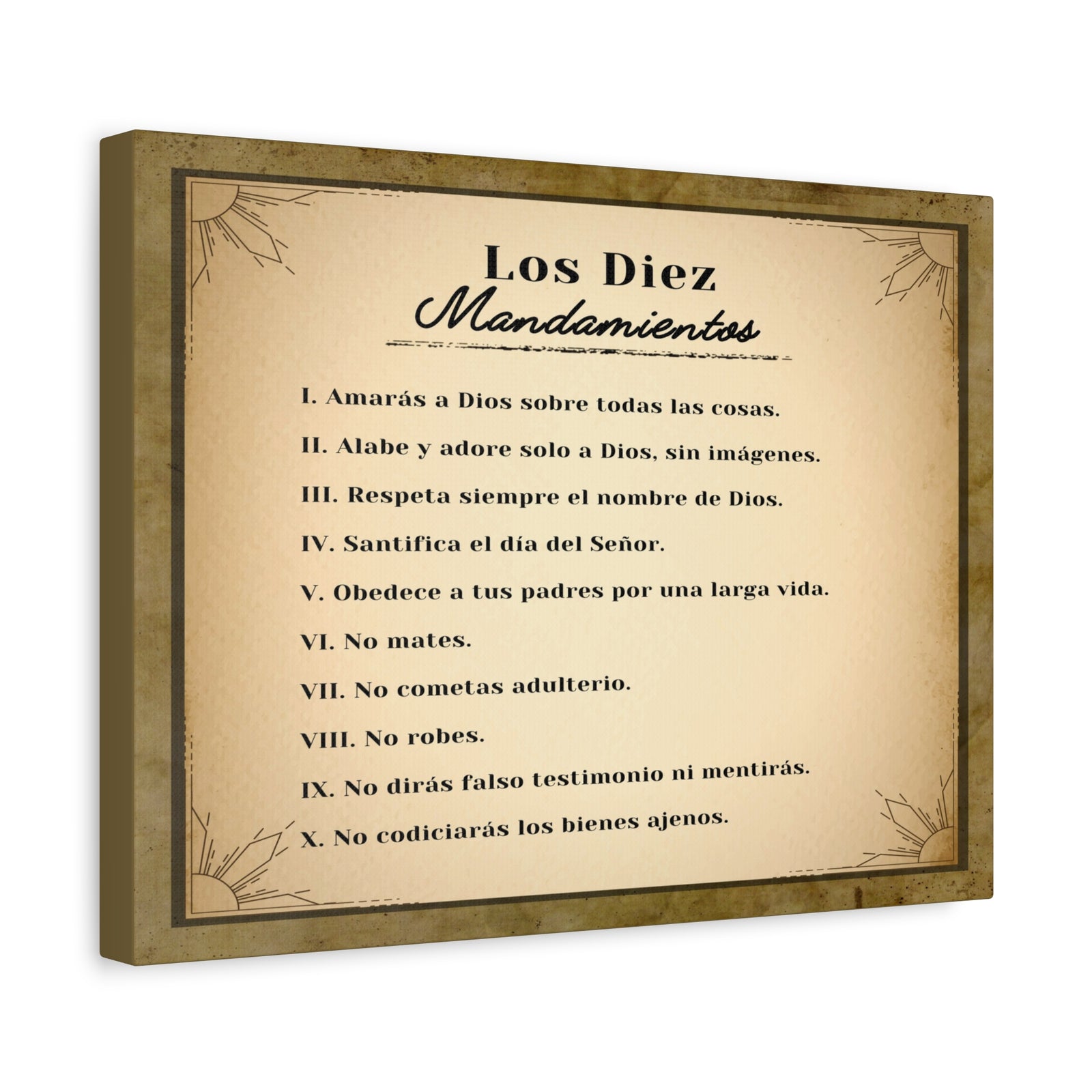 Los Diez Mandamientos 10 Commandments Spanish Christian Wall Art Print Ready to Hang-Express Your Love Gifts