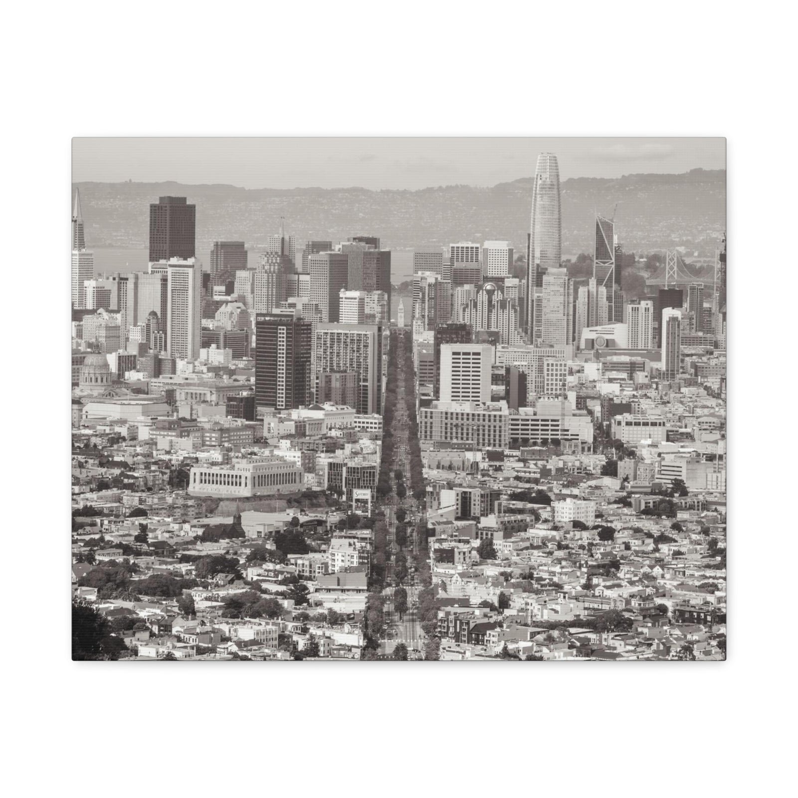 San Francisco Black And White Skyline Canvas Artwork High-Quality Breathtaking Stunning Cityscape for Home Decor Ready to Hang-Express Your Love Gifts
