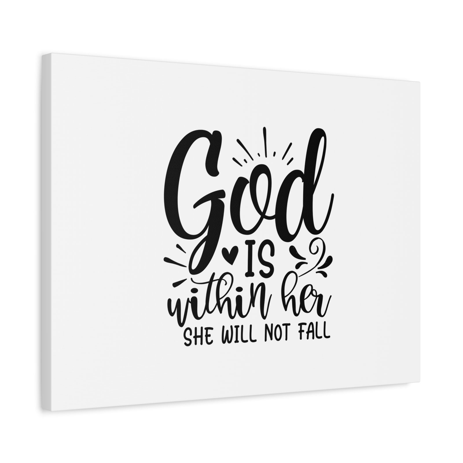 Scripture Canvas She Will Not Fall Psalms 46:5 Heart Christian Wall Art Bible Verse Print Ready to Hang-Express Your Love Gifts