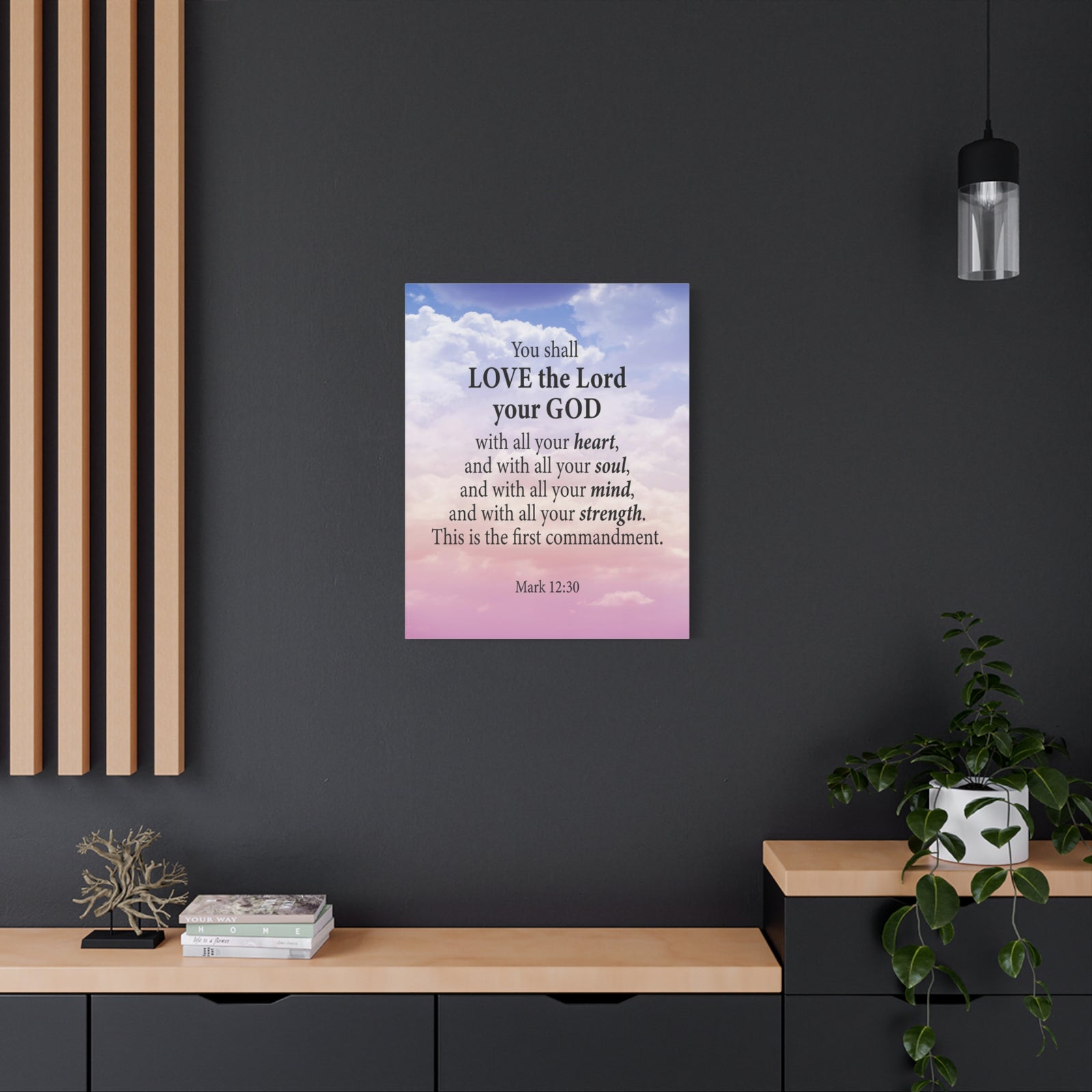 Bible Verse Canvas Love the Lord With All Your Heart Mark 12:30 Wall Art Christian Home Decor-Express Your Love Gifts