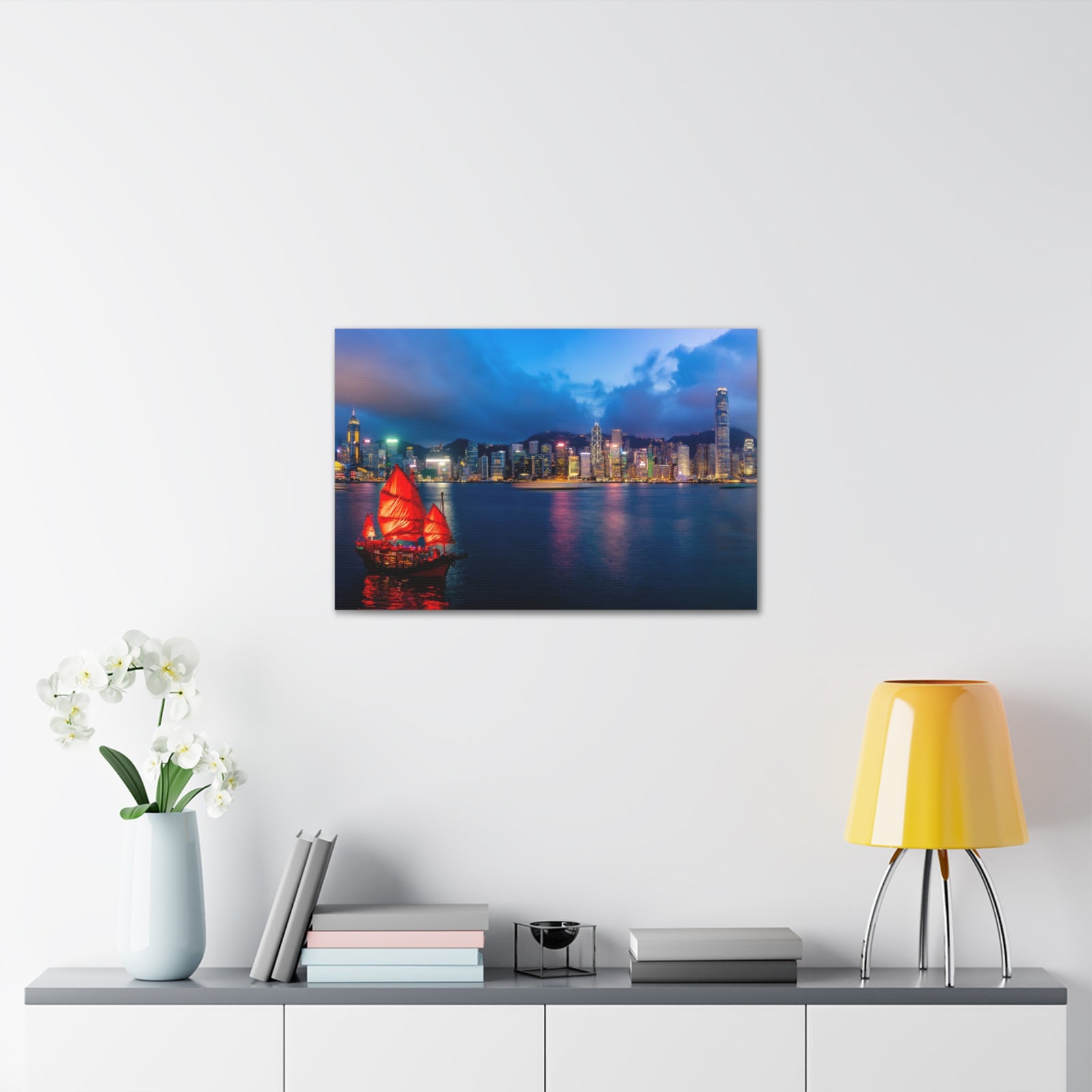 Hong Kong Night Skyline Canvas Artwork High-Quality Breathtaking Stunning Cityscape for Home Decor Ready to Hang-Express Your Love Gifts