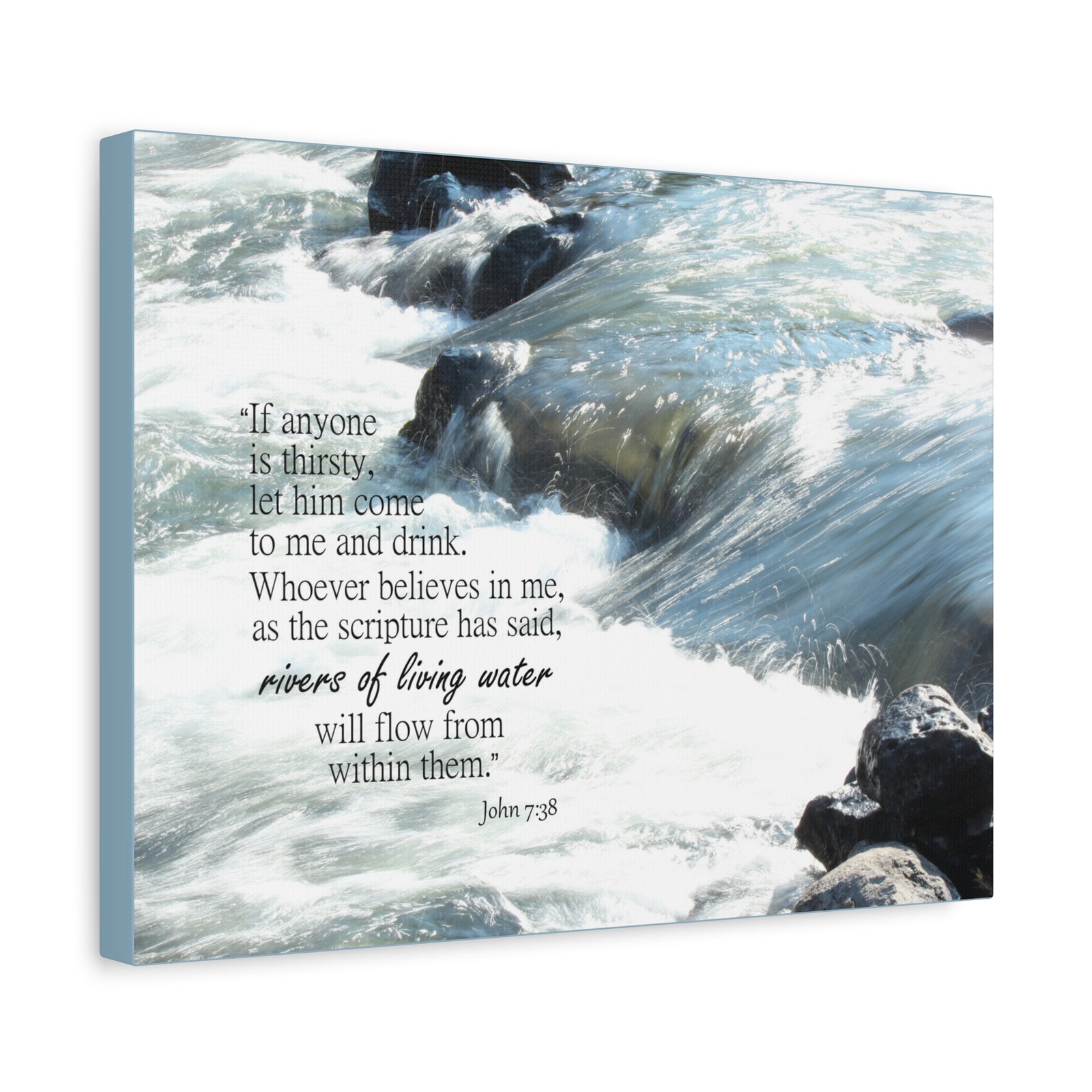 Scripture Canvas Rivers Of Living Water John 7:38 Christian Wall Art Bible Verse Print Ready to Hang-Express Your Love Gifts