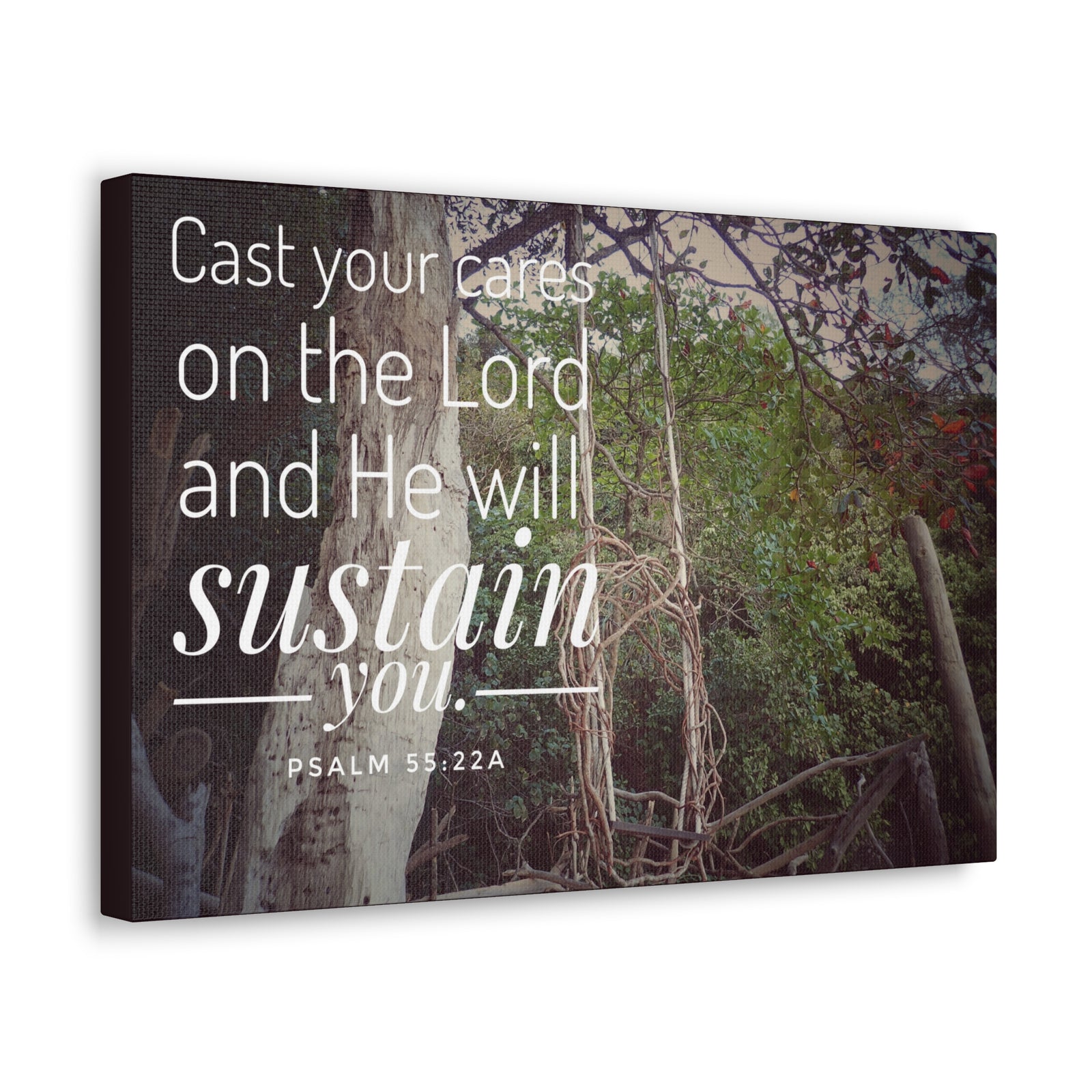 Scripture Walls He Will Sustain You Psalm 55:22 Bible Verse Canvas Christian Wall Art Ready to Hang-Express Your Love Gifts