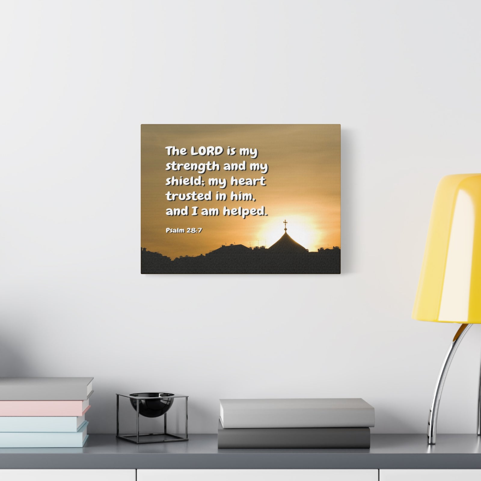 Scripture Canvas I Am Helped Psalm 28:7 Christian Wall Art Bible Verse Print Ready to Hang-Express Your Love Gifts