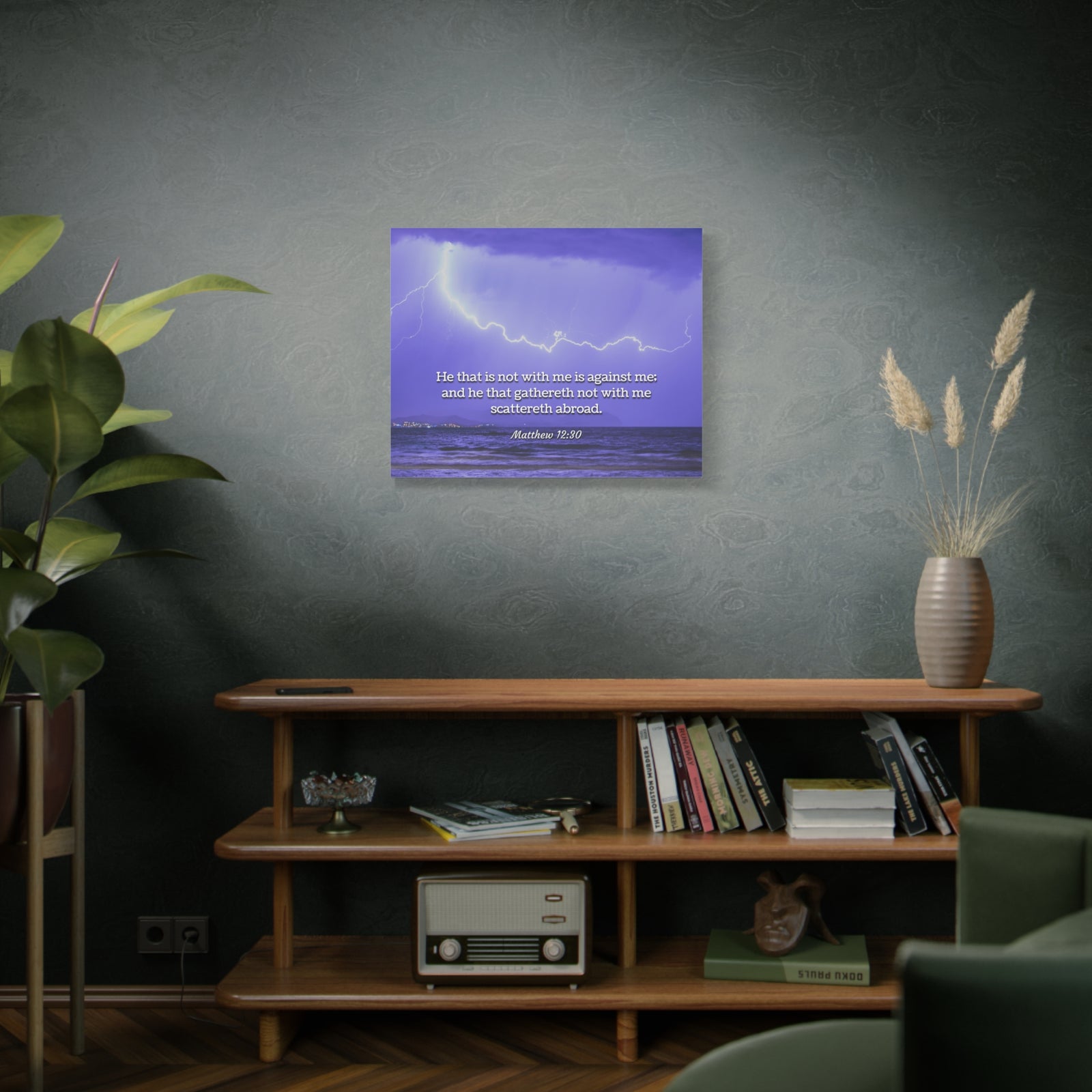 Scripture Canvas With Christ Matthew 12:30 Christian Wall Art Bible Verse Print Ready to Hang-Express Your Love Gifts