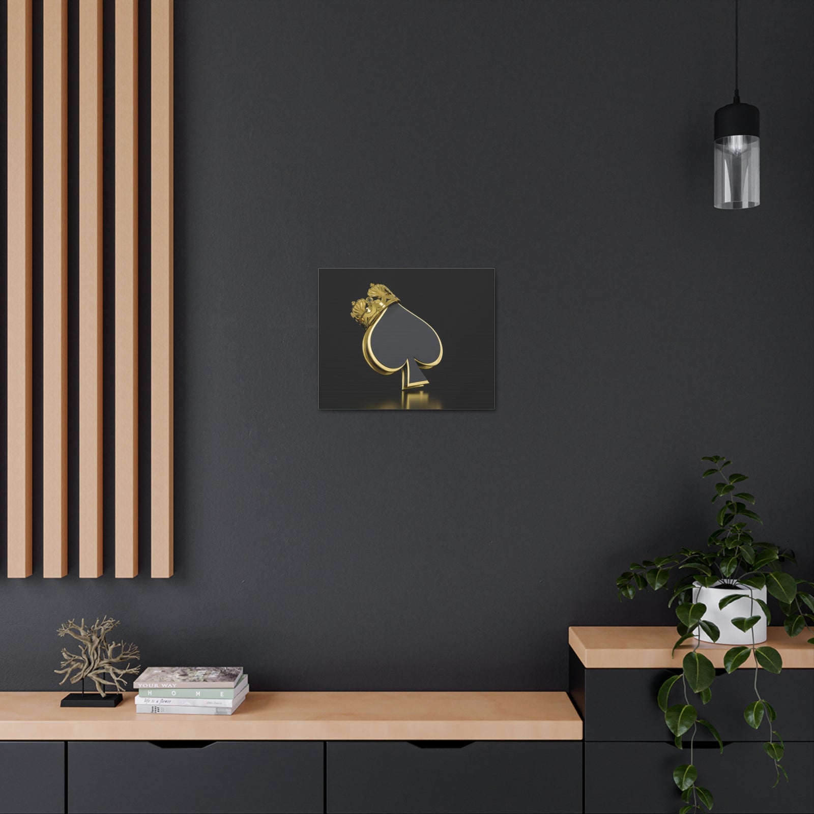 3D Gold Crown Spades Playing Card Canvas Wall Art for Home Decor Ready-to-Hang-Express Your Love Gifts