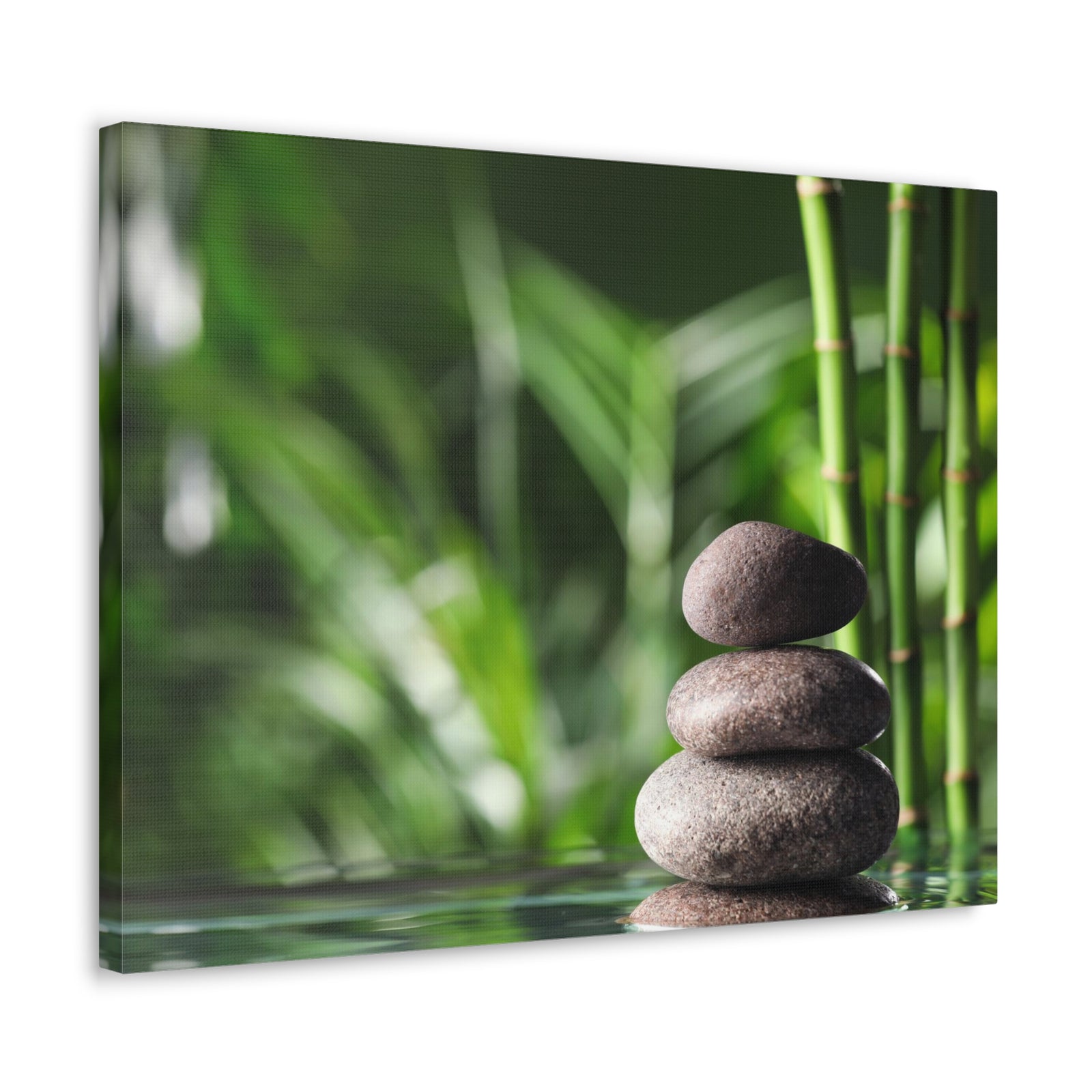 Stacked Stones on Water Forest Floral Nature Photography Canvas Wall Art for Home Decor Ready-to-Hang-Express Your Love Gifts