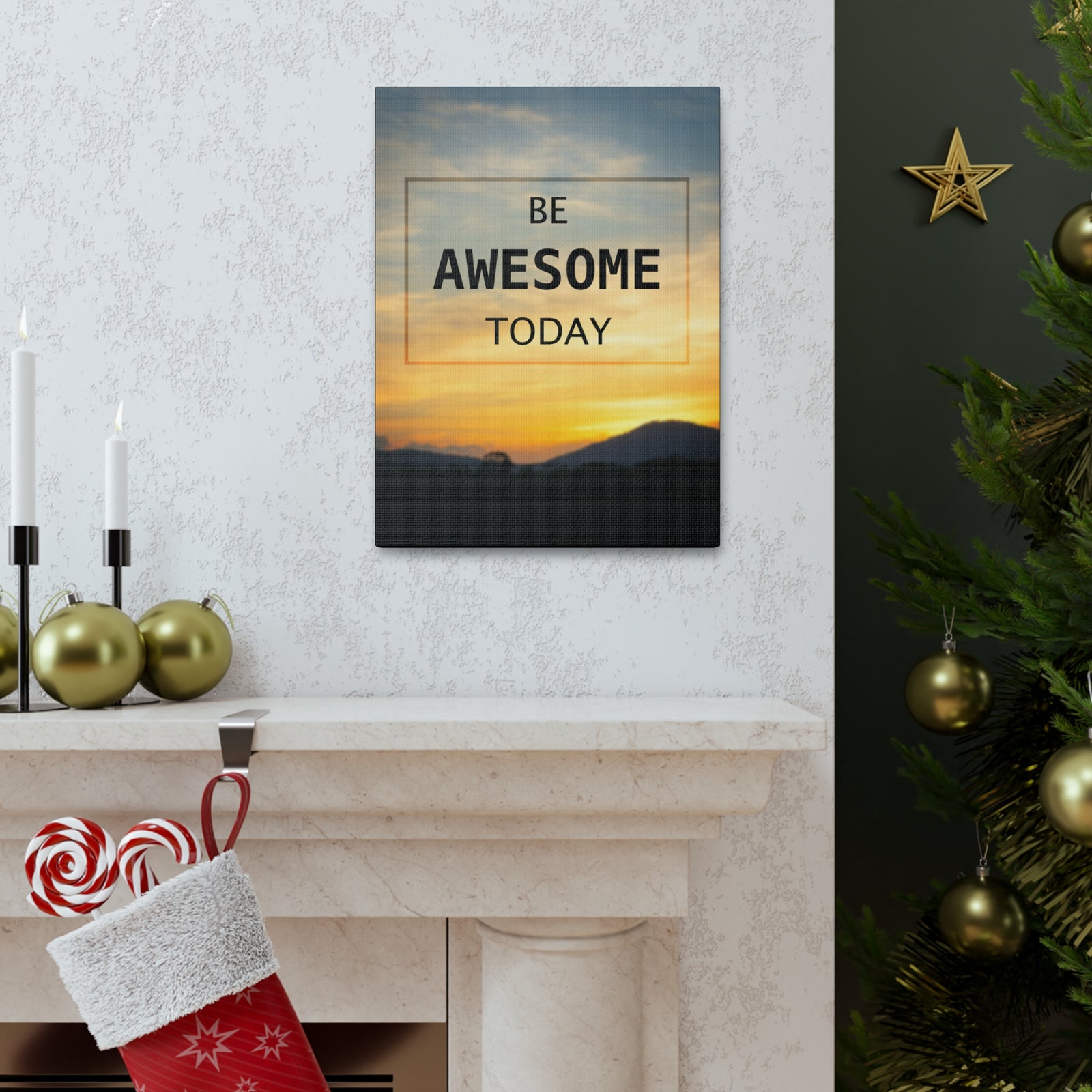 Inspirational Quote Canvas Be Awesome Today Motivational Print Ready to Hang Artwork-Express Your Love Gifts