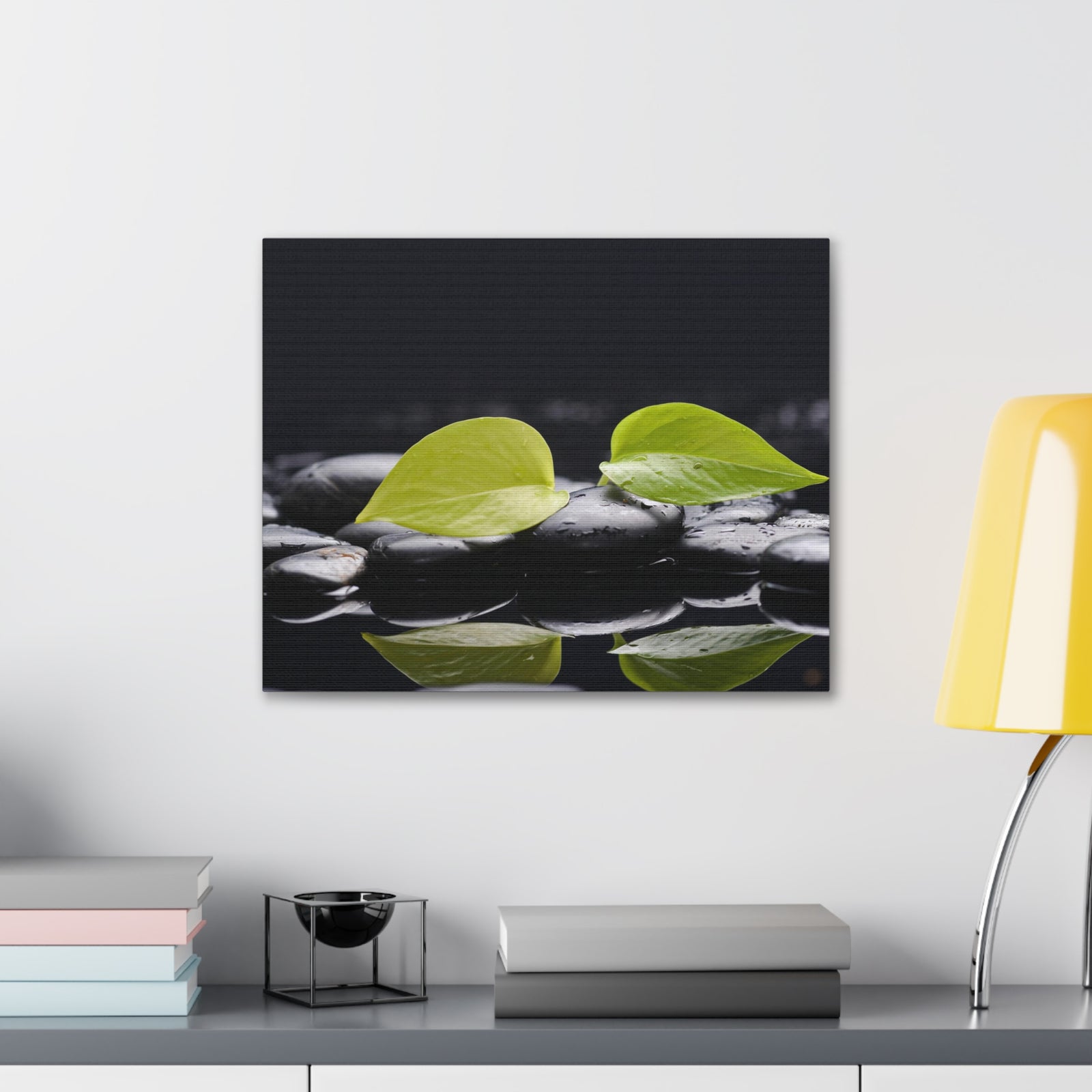 Green Leaf with Stones Forest Floral Nature Photography Canvas Wall Art for Home Decor Ready-to-Hang-Express Your Love Gifts