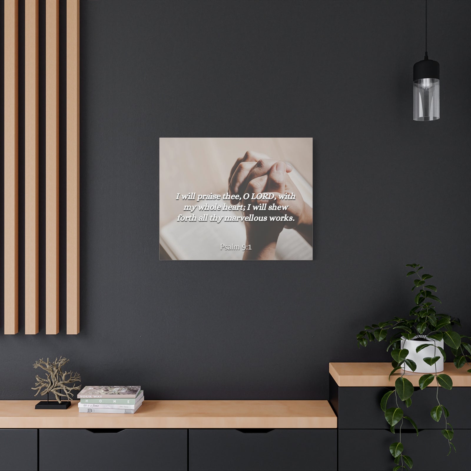 Scripture Canvas Marvelous Works Psalms 9:1 Christian Wall Art Bible Verse Print Ready to Hang-Express Your Love Gifts