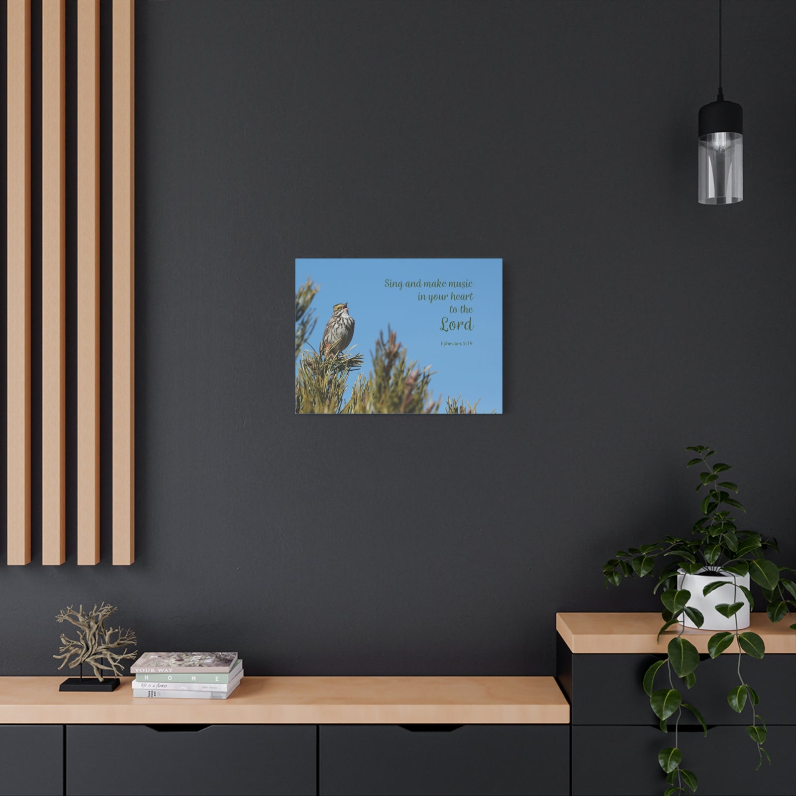 Scripture Canvas In Your Heart Ephesians 5:19 Christian Wall Art Bible Verse Print Ready to Hang-Express Your Love Gifts