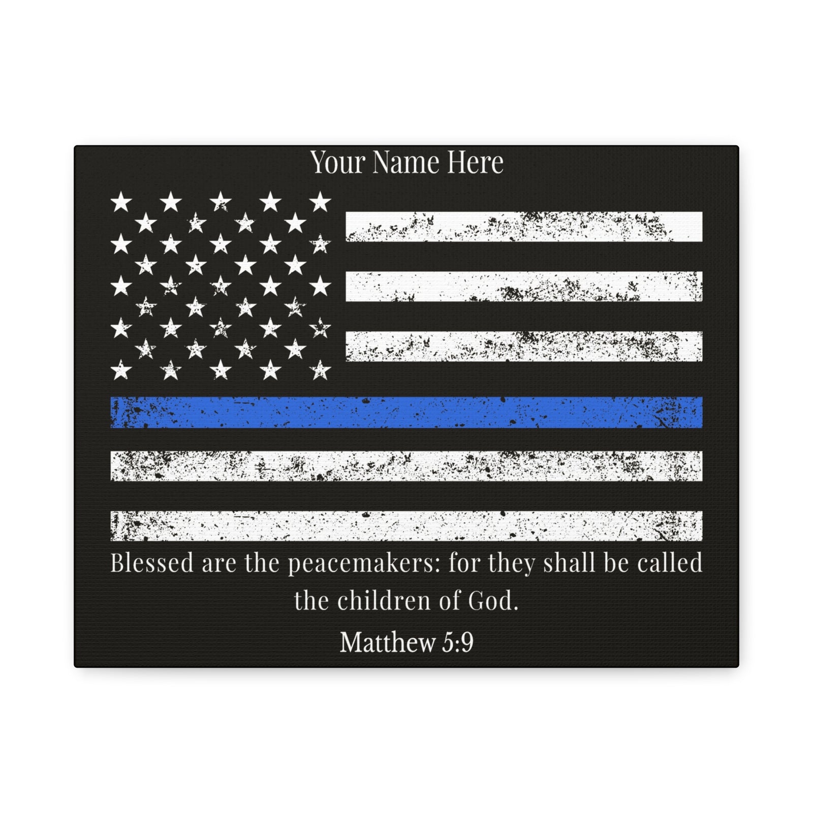 Scripture Walls Personalized Matthew 5:9 Police Officer Badge Bible Canvas Christian Wall Art Ready to Hang Unframed-Express Your Love Gifts