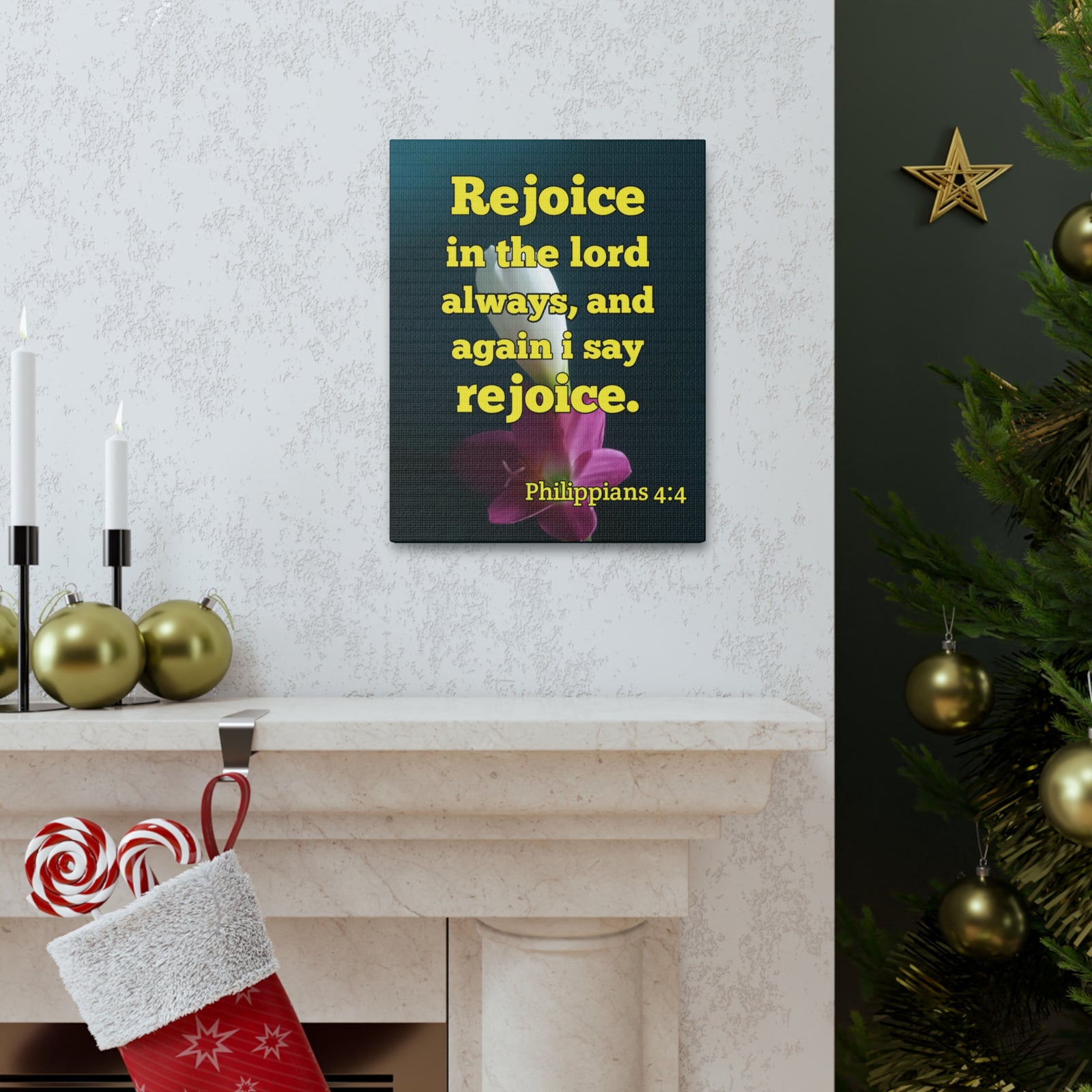 Scripture Canvas In The Lord Always Philippians 4:4 Christian Wall Art Bible Verse Print Ready to Hang-Express Your Love Gifts