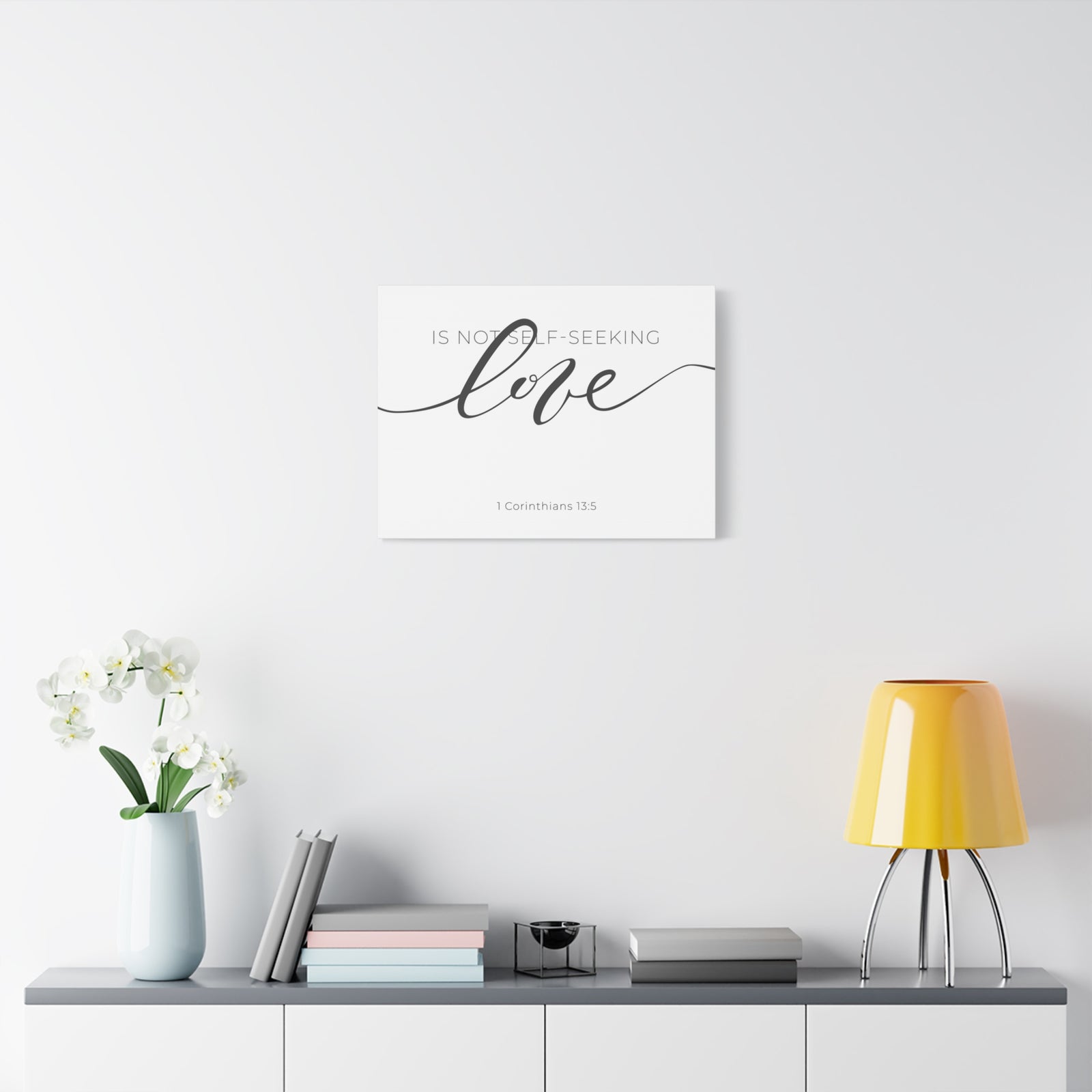 Scripture Canvas Love Cursive 1 Corinthians 13:5 Christian Wall Art Bible Verse Print Ready to Hang-Express Your Love Gifts