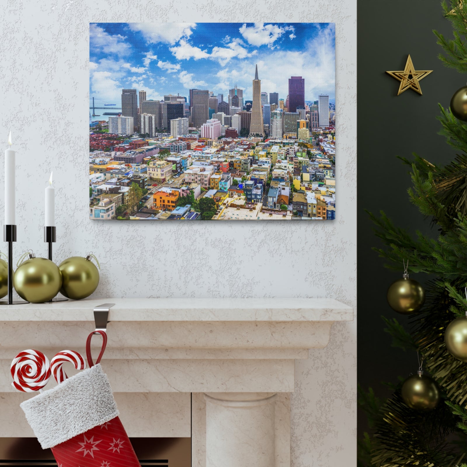 San Francisco Daytime Skyline Canvas Artwork High-Quality Breathtaking Stunning Cityscape for Home Decor Ready to Hang-Express Your Love Gifts