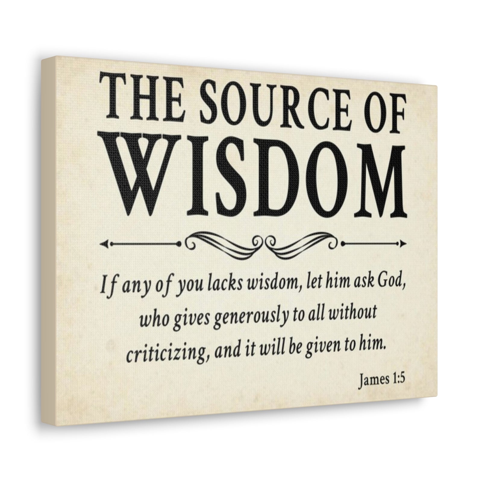 Scripture Walls James 1:5 The Source of Wisdom White Bible Verse Canvas Christian Wall Art Ready to Hang Unframed-Express Your Love Gifts