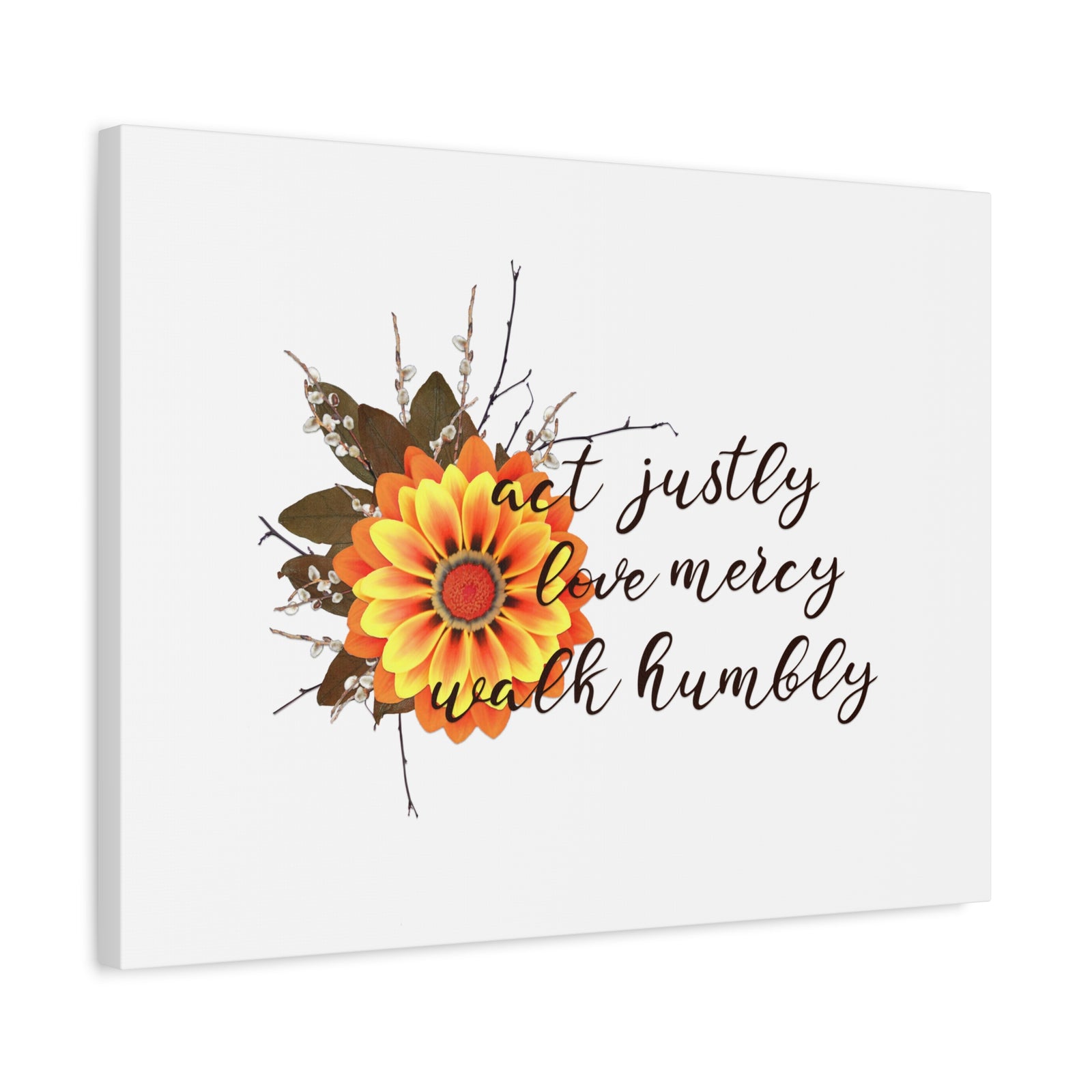 Scripture Walls Micah 6:8 Act Justly Sunflower Bible Verse Canvas Christian Wall Art Ready to Hang Unframed-Express Your Love Gifts