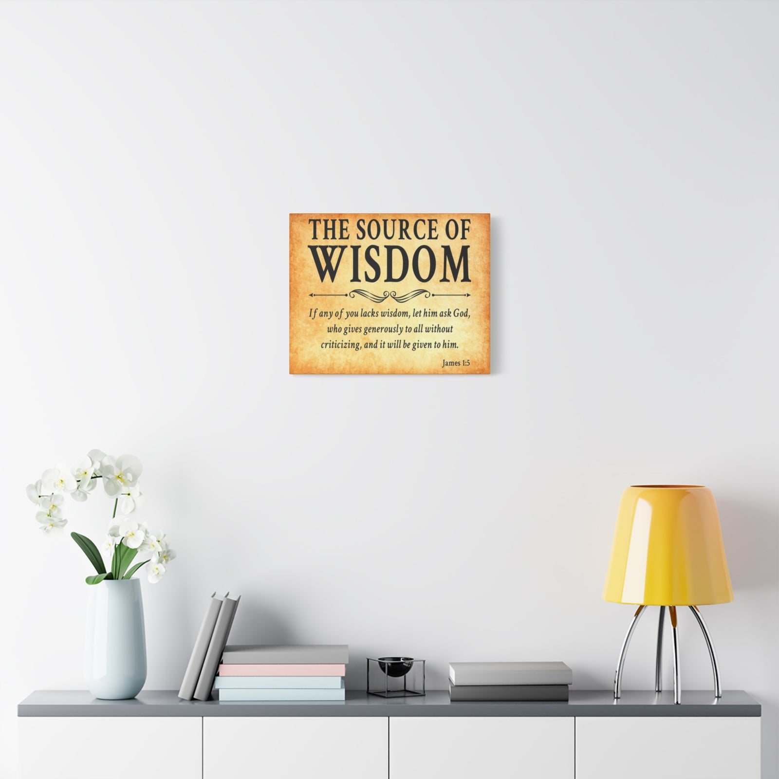 Scripture Walls James 1:5 The Source of Wisdom Gold Bible Verse Canvas Christian Wall Art Ready to Hang Unframed-Express Your Love Gifts