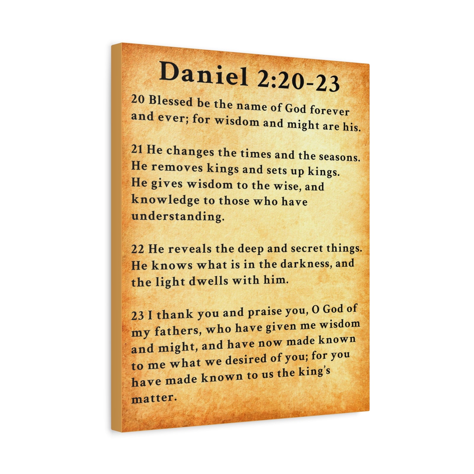 Scripture Walls Daniel 2:20-23 Daniel's Prayer of Praise Gold Bible Verse Canvas Christian Wall Art Ready to Hang Unframed-Express Your Love Gifts