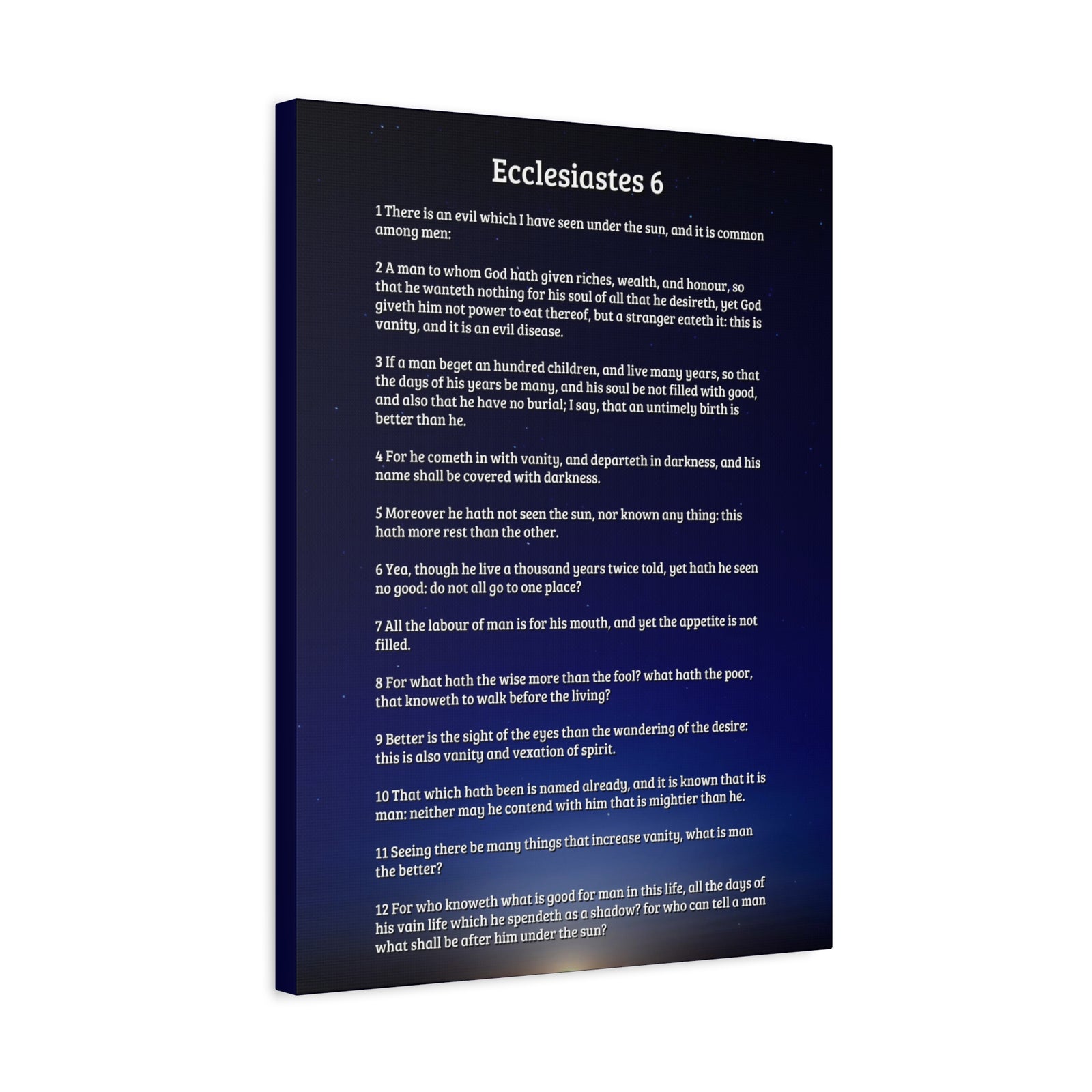 Scripture Walls Vanity Of Riches Ecclesiastes 6 Bible Verse Canvas Christian Wall Art Ready to Hang-Express Your Love Gifts