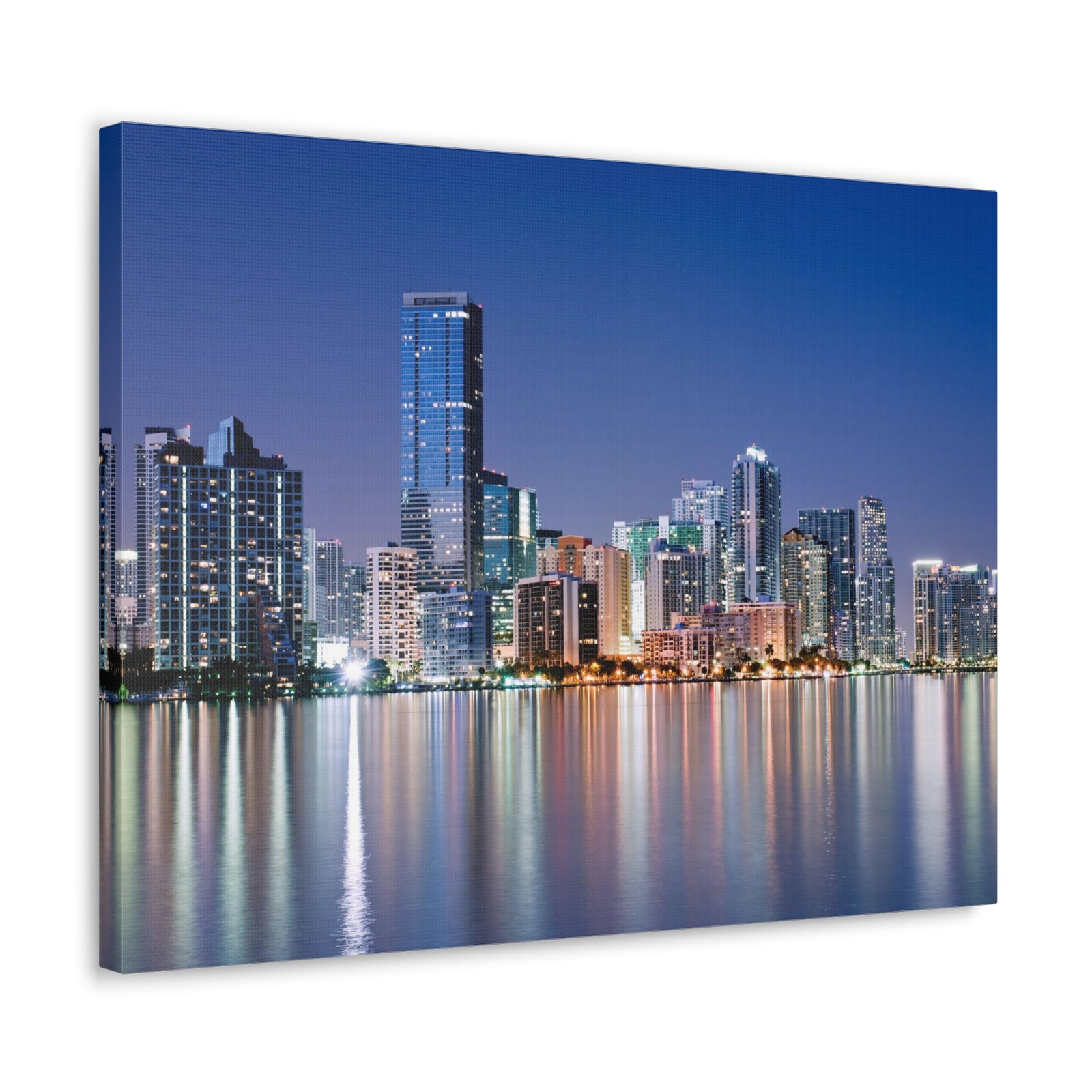Miami Night Skyline Canvas Artwork High-Quality Breathtaking Stunning Cityscape for Home Decor Ready to Hang-Express Your Love Gifts