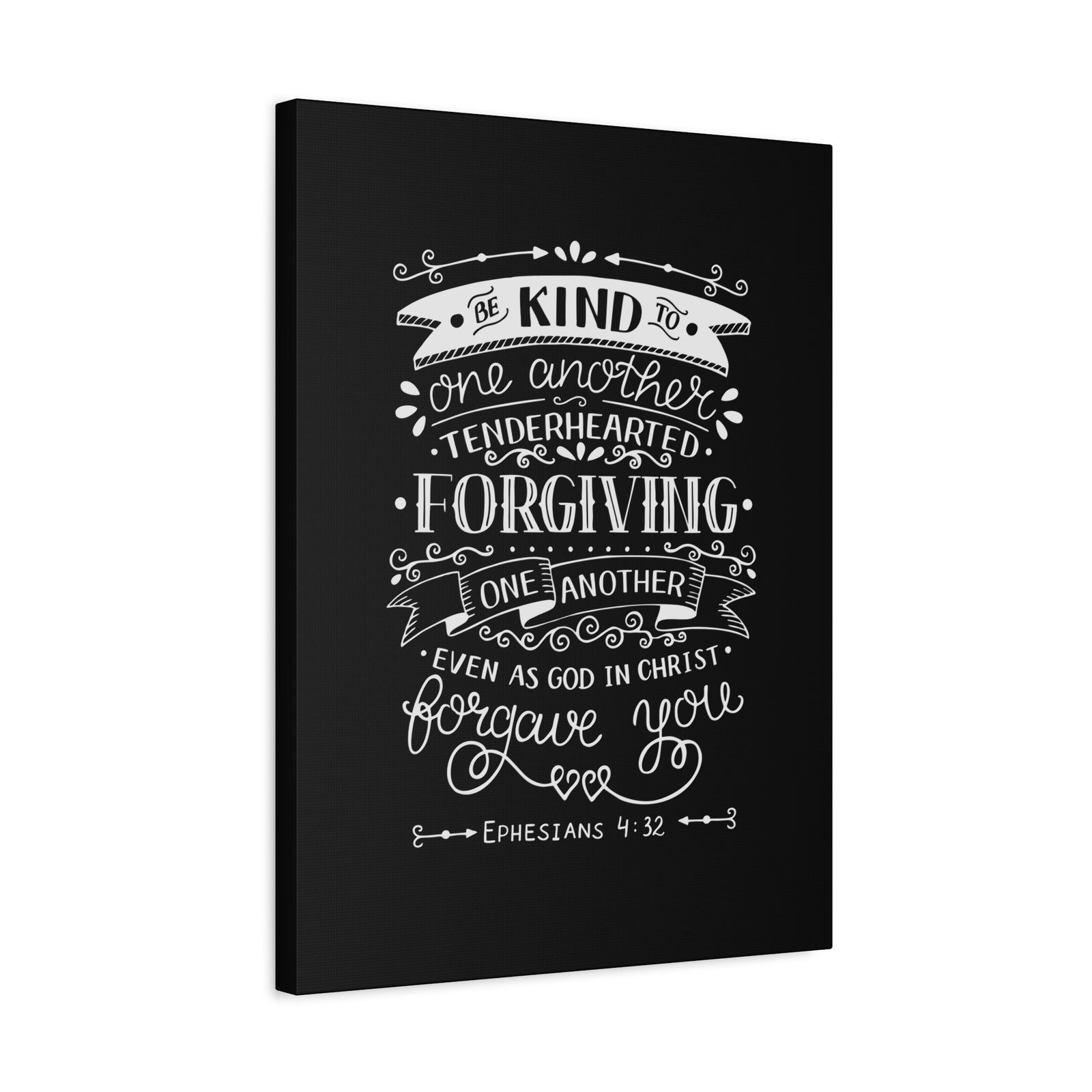 Scripture Canvas Tenderhearted Black Ephesians 4:32 Christian Wall Art Bible Verse Print Ready to Hang-Express Your Love Gifts