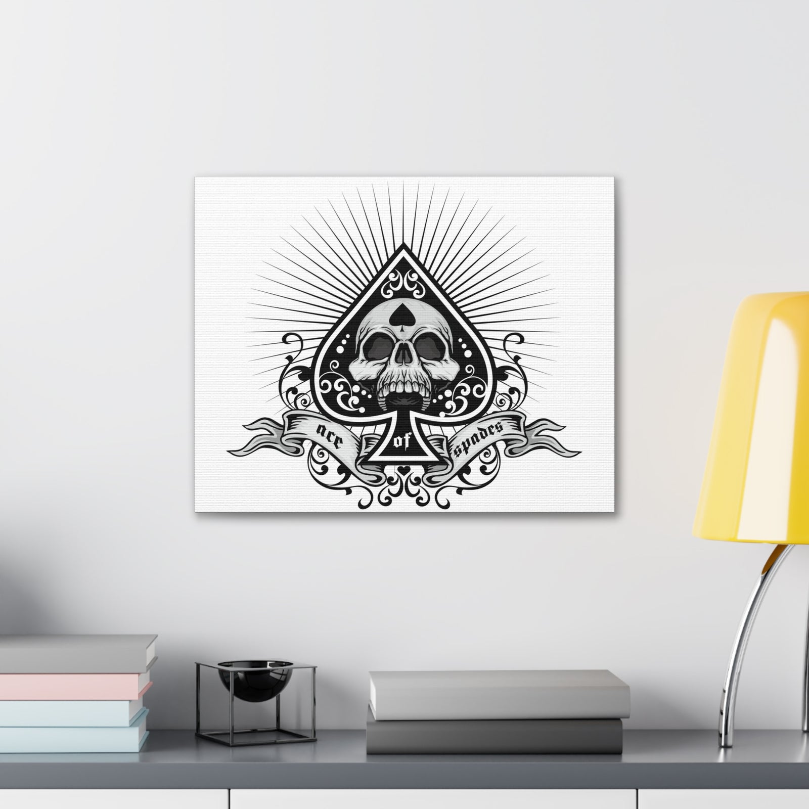 Grunge Ace of Spades Playing Card Canvas Wall Art for Home Decor Ready-to-Hang-Express Your Love Gifts