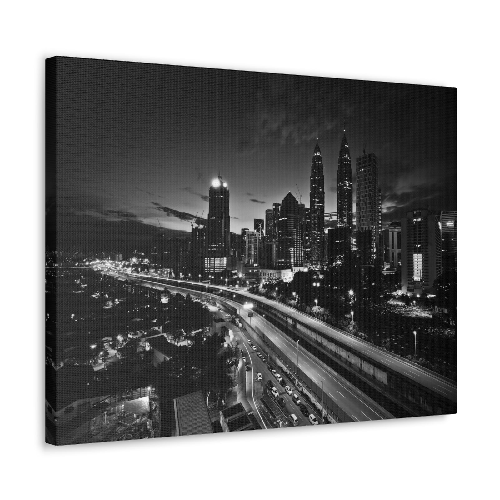 Kuala Lumpur Black And White Skyline Canvas Artwork High-Quality Breathtaking Stunning Cityscape for Home Decor Ready to Hang-Express Your Love Gifts