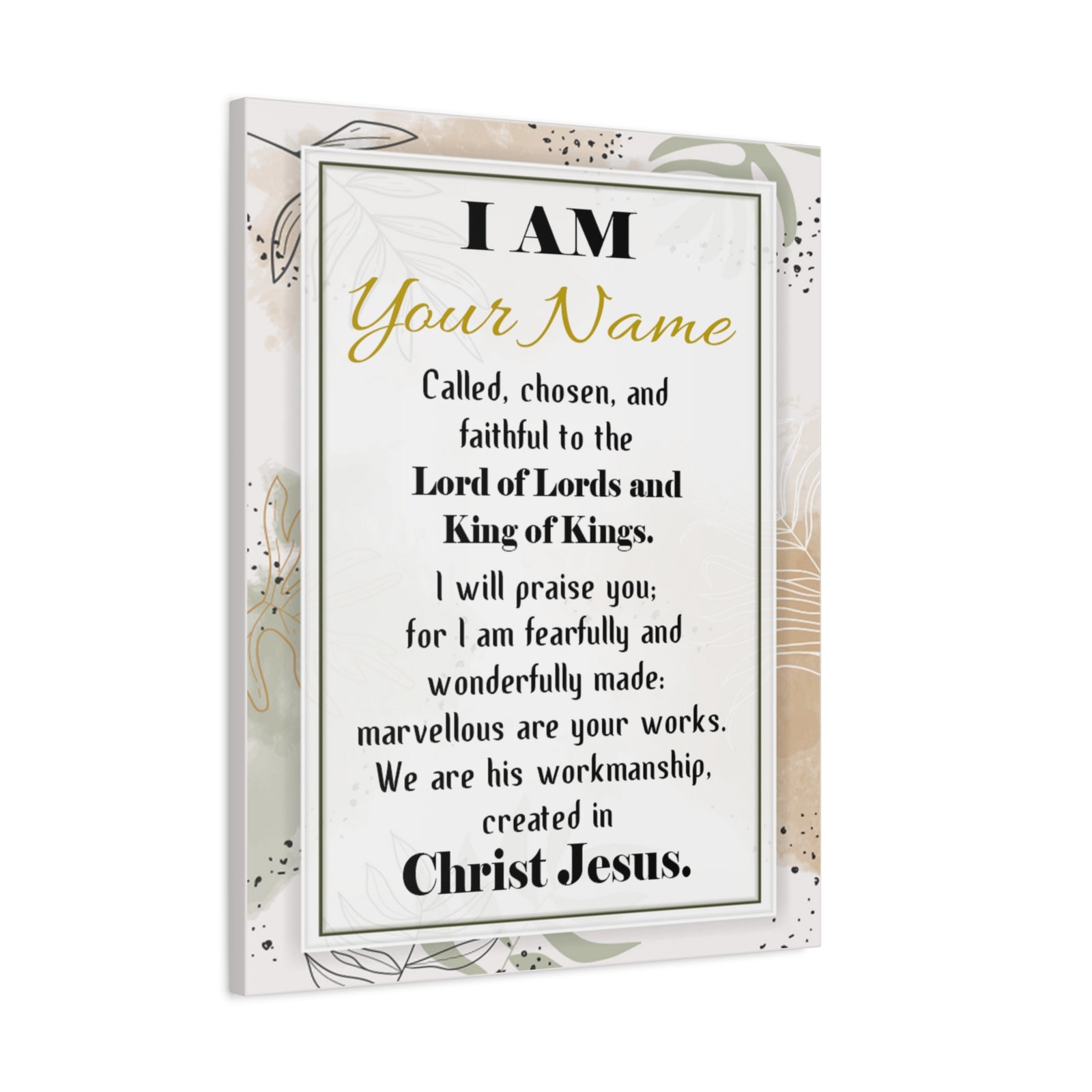 Personalized Called Chosen in Christ's Workmanship Bible Chapter Canvas Christian Wall Art Ready to Hang-Express Your Love Gifts