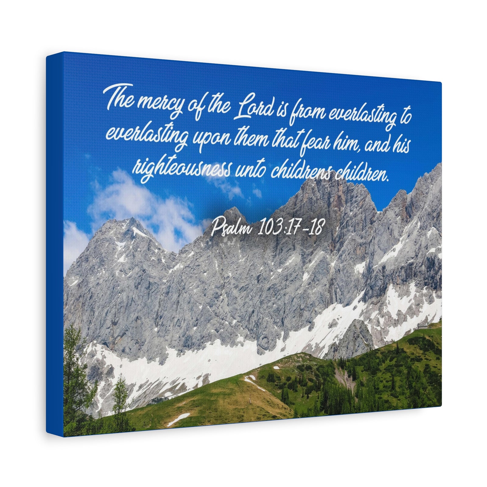 Scripture Canvas The Mercy of The Lord Psalm 103:17-18 Christian Wall Art Bible Verse Print Ready to Hang-Express Your Love Gifts
