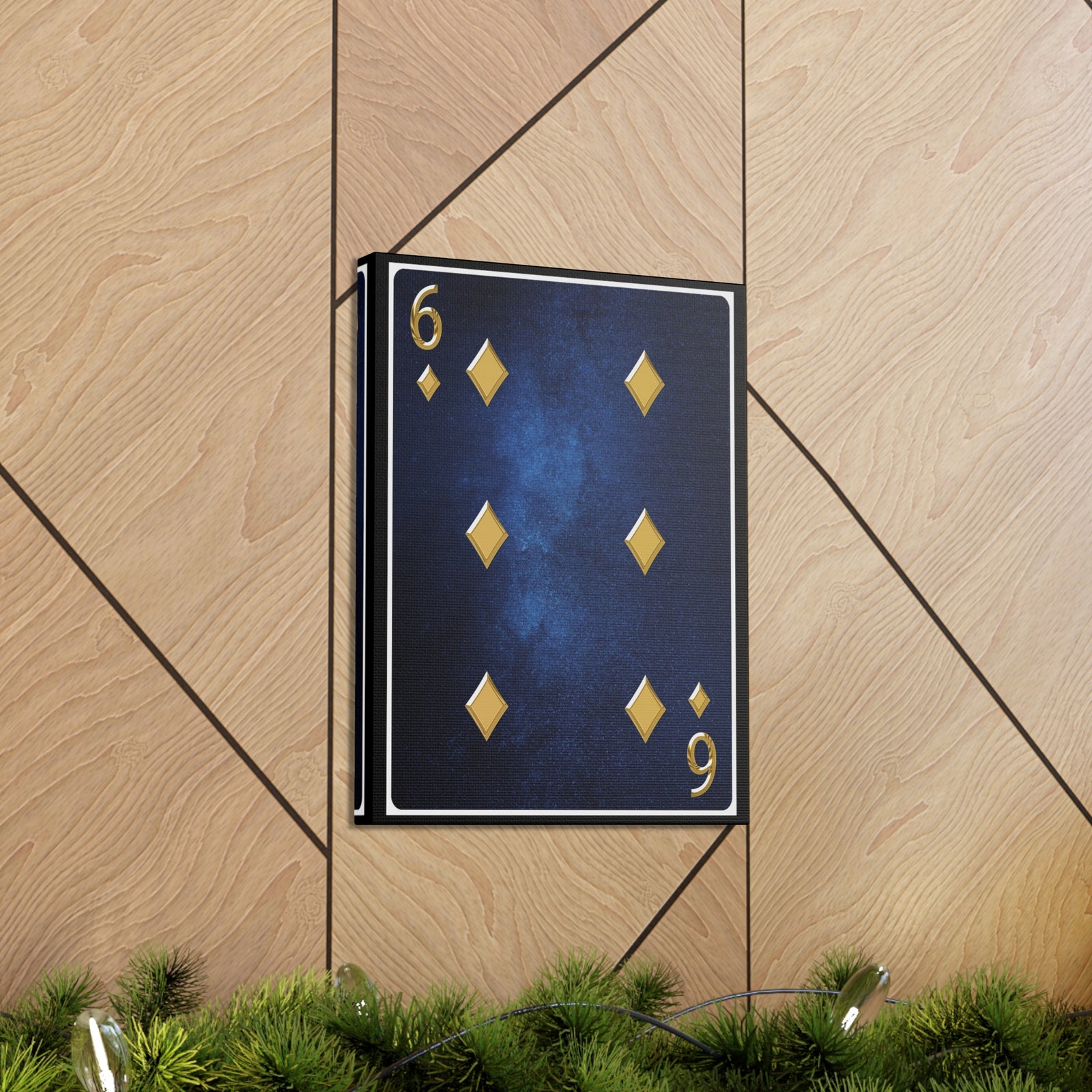 Six Of Diamonds Space Background Playing Card Canvas Wall Art for Home Decor Ready-to-Hang-Express Your Love Gifts