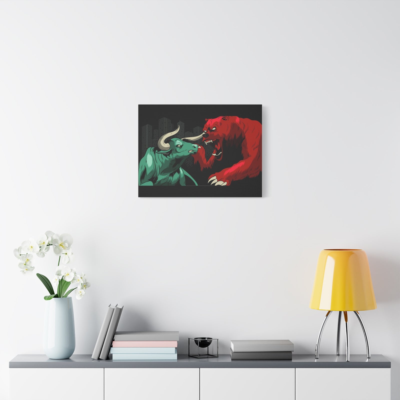 Copy of Stock Market Wall Art Bull vs Bear Battling for Wealth Wall Street Trading Art Canvas-Express Your Love Gifts